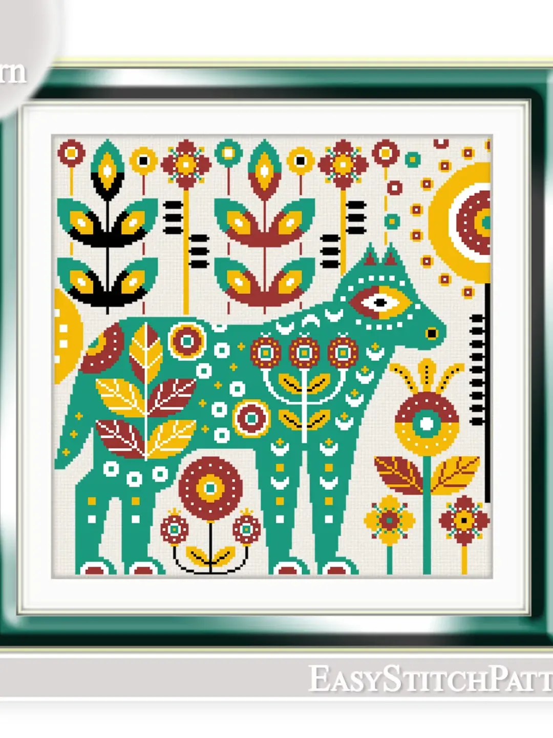 Retro Cross Stitch Pattern. Scandinavian cross stitch. Traditional folk cross stitch.