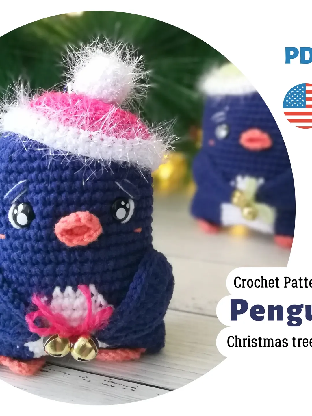 Crochet Penguin pattern, amigurumi Christmas ornament, crochet Penguin Christmas decor PDF pattern by CrochetToysForKids