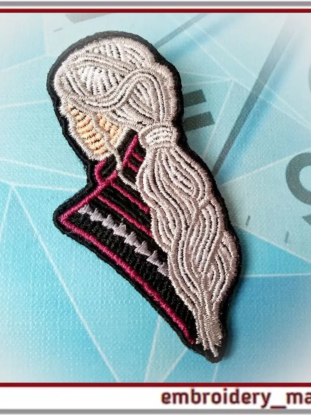 In the hoop brooch or patch Girl 2 Machine Embroidery Design