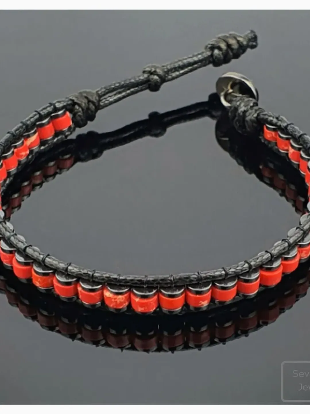 Natural Red Variscite Bracelet, Slim Wristlet, Valentine's Gift, Christmas Gift, Gift For Men, Women, Bracelet in Fashion, Red Jewellery