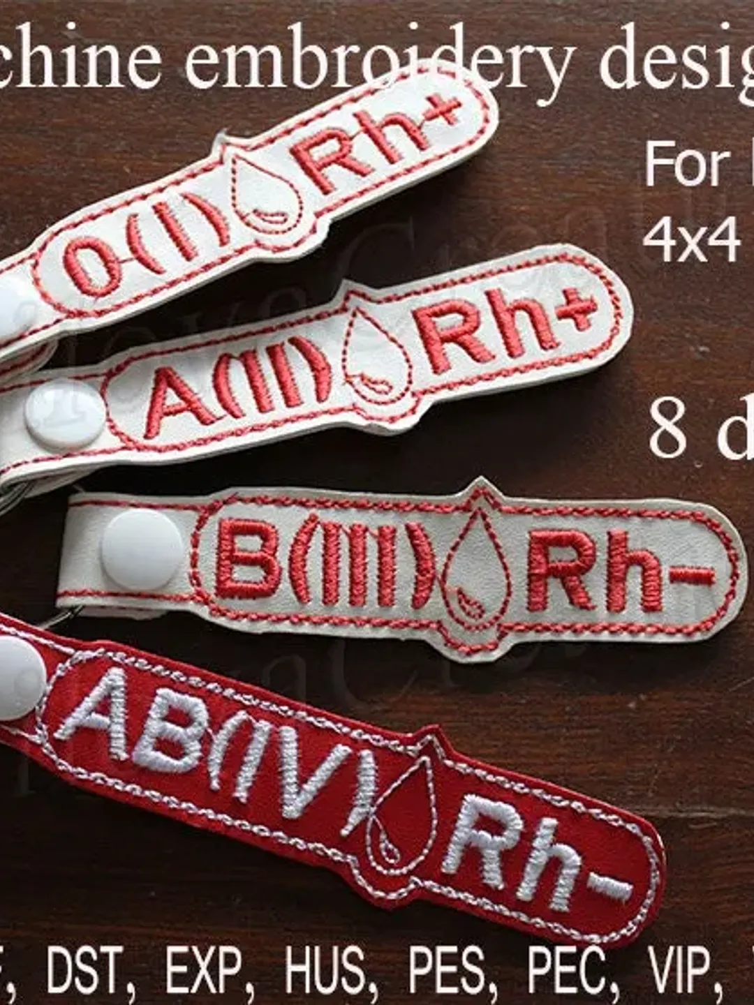 In the hoop key fob 4x4 ITH snap tab Machine Embroidery designs
