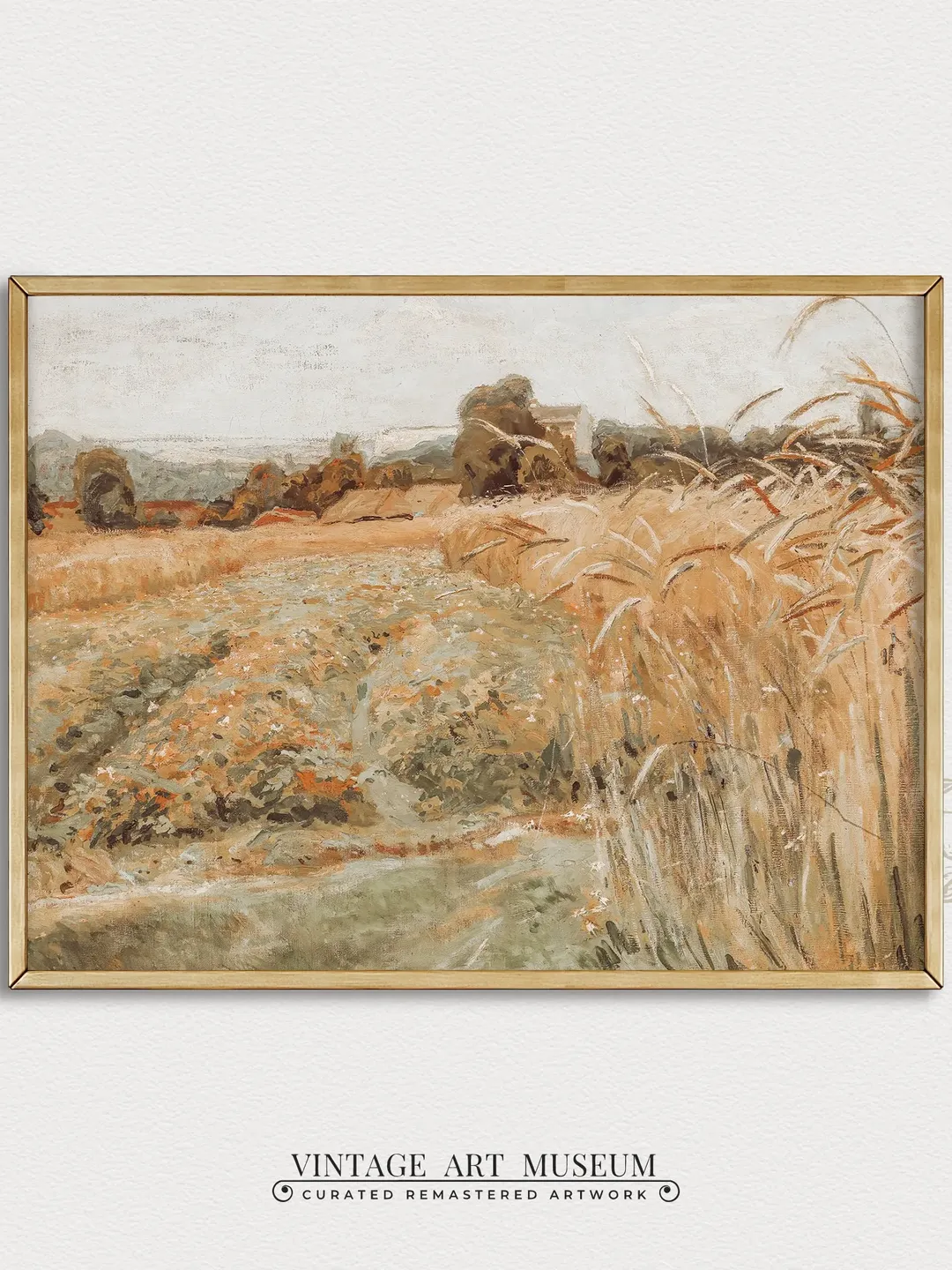 Vintage Wheat Field Print, Landscape Antique Painting, Farmhouse Wall Decor PRINTABLE Country Art | 193
