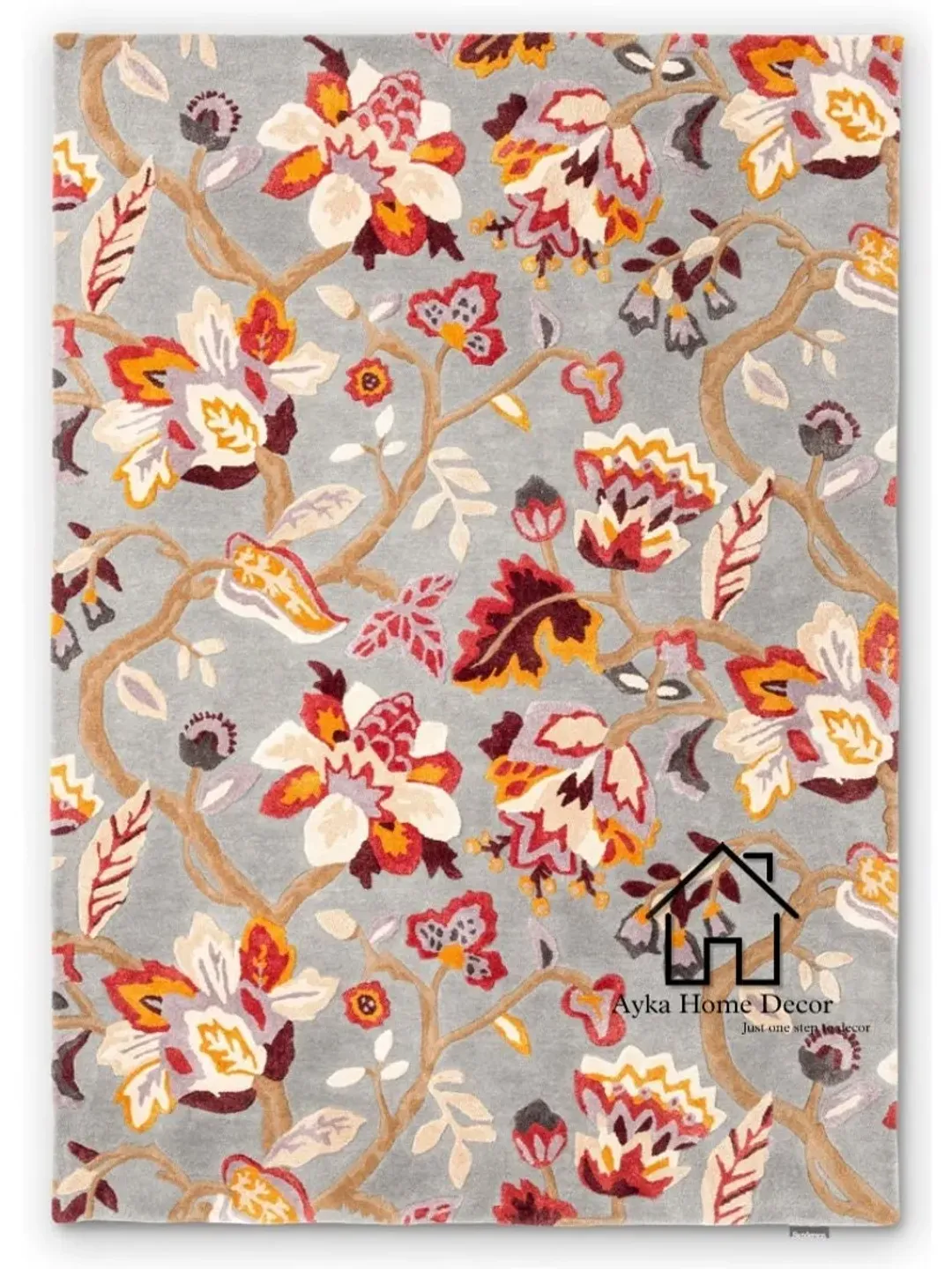 New Authentic Multi Colored Floral Rug 100% Woolen Anti Skid Area Rug Hand Tufted Carpet Wool & Silk Mixer