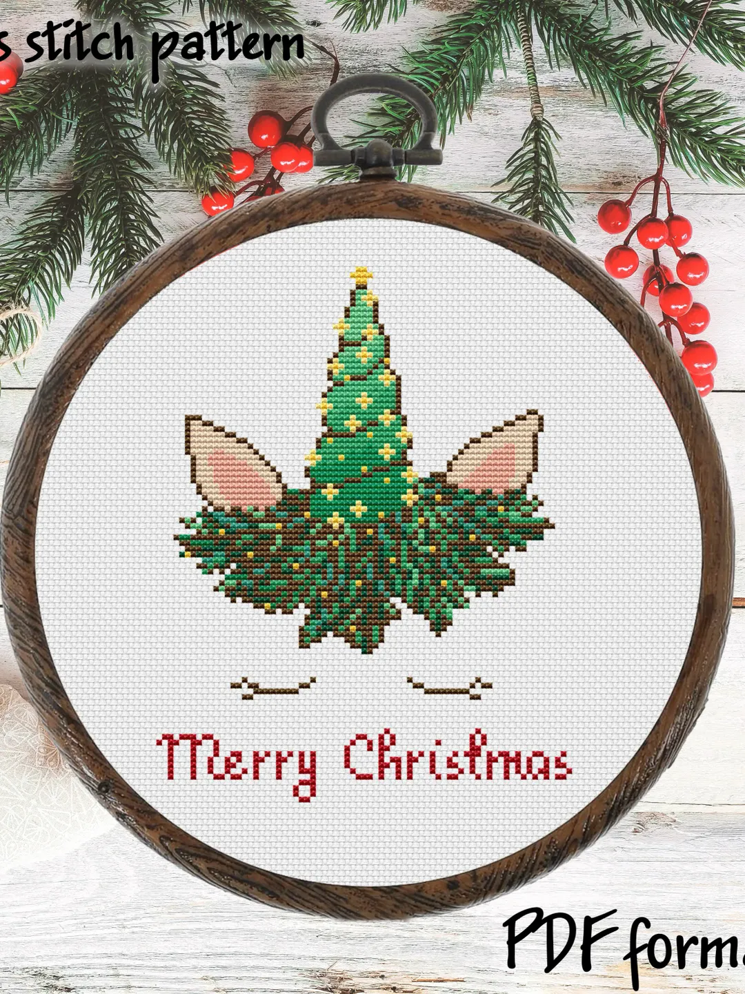 Christmas Unicorn Cross Stitch Pattern PDF, Unicorn Embroidery Pattern, Christmas Cross Stitch Pattern Modern