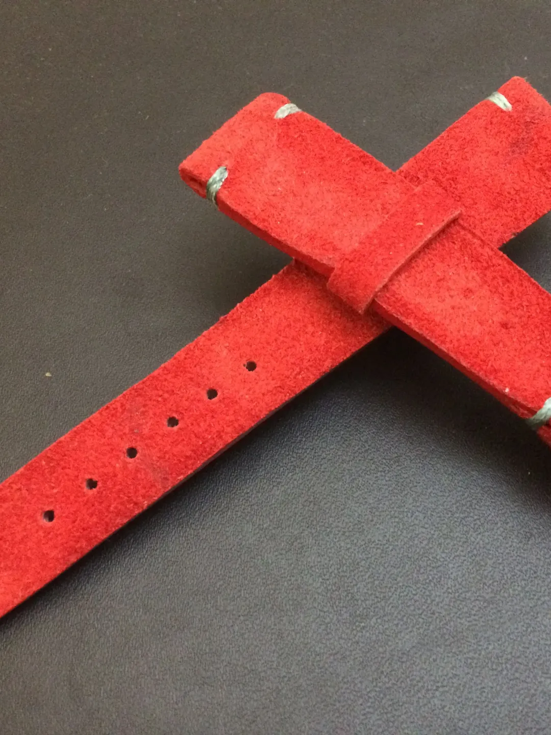 Leather Watch band, Suede Red, Leather watch Strap, Watch Band fits 18mm/19mm/20mm lug, 16mm buckle - Father's Day gift, FREE SHIPPING