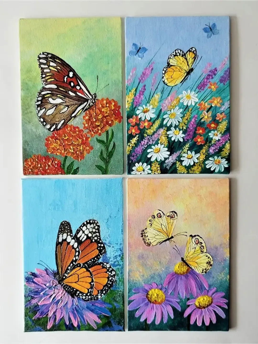 Butterflies Acrylic Paintings - Insect Wall Decor Set of 4, image size:1080x1440