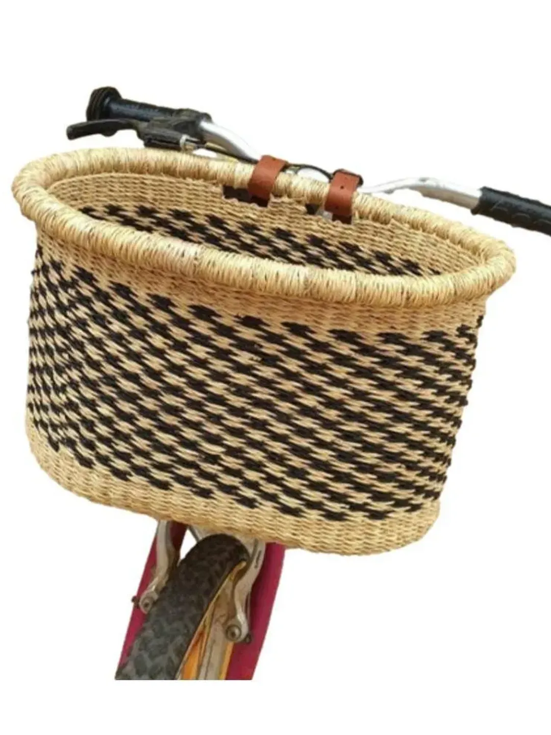Bike Basket, African Bolga Wicker Bicycle Accessories, Bike Hanging Bag