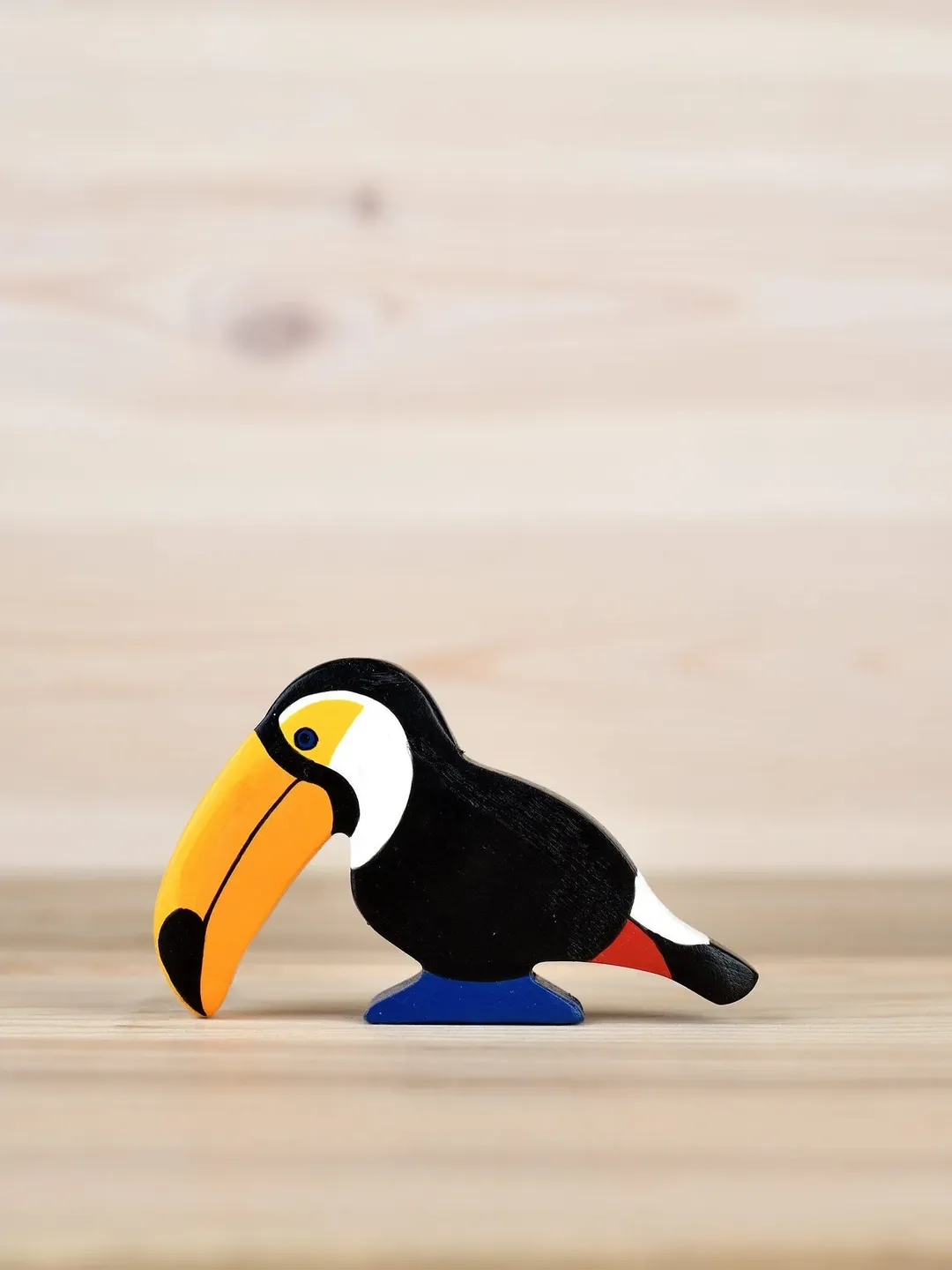 Wooden toy Toucan figurine Bird toy Egg sucker figure