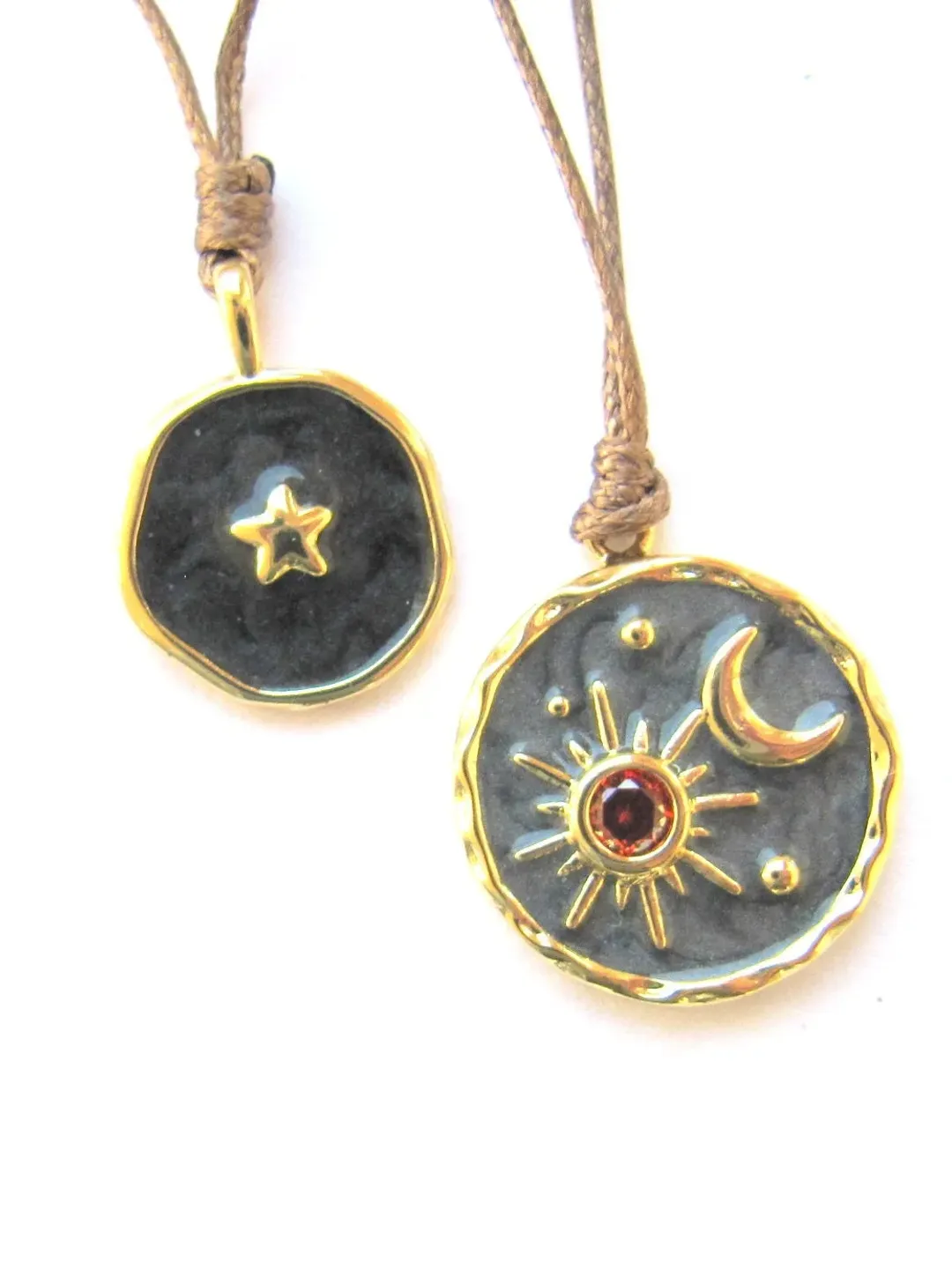 Necklace Enamel Star Gold/ Crescent Necklace, Woman Jewellery, Boho Pendant, Necklace Women, Enameled Pendant, Valentine dayGift