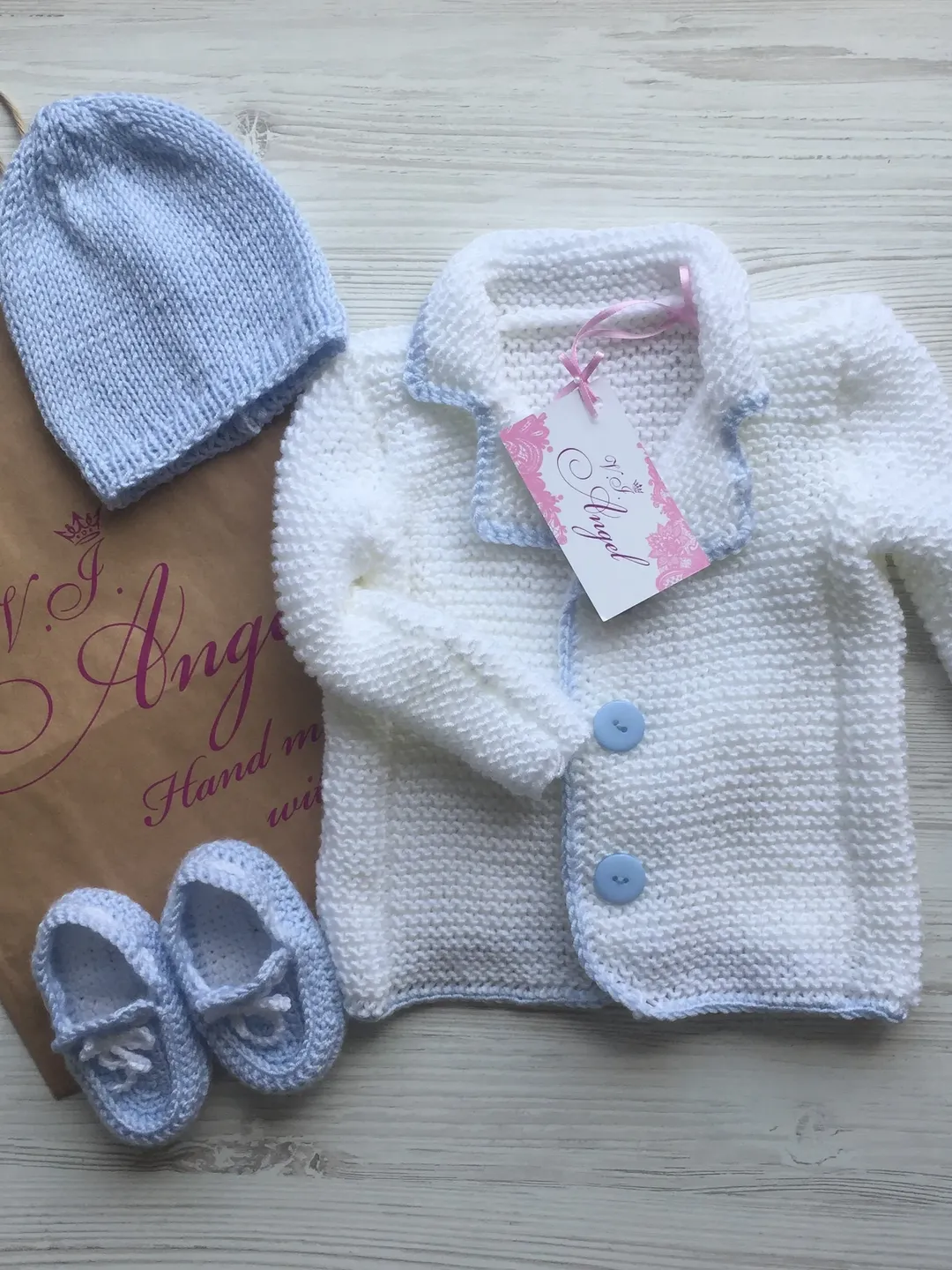 Hand made baby clothing set. Take home outfit for boy. Baby born jacket.First birthday set for boy.Baptism clothing set.Knitting set for boy
