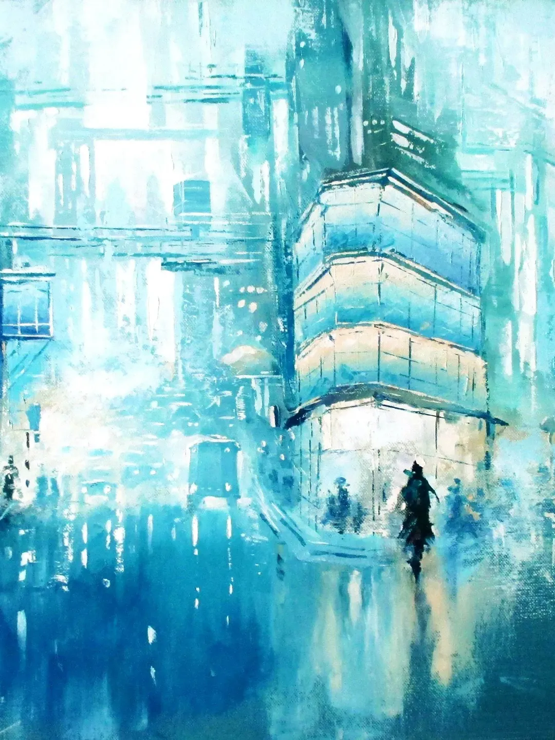 Cyberpunk Painting "CYBERPUNK CITY" Original Oil Painiting on Canvas Modern City Painting Art by "Walperion Paintings"