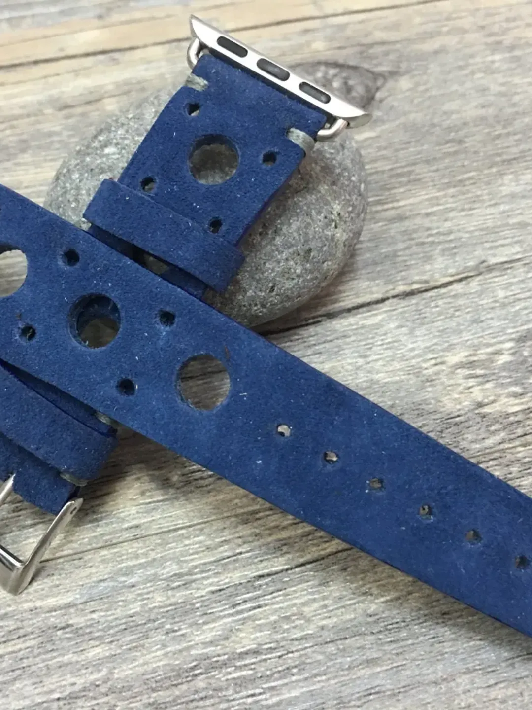 Apple Watch Band | Apple Watch Strap | Suede Blue Racing Straps or Rally Straps For Apple Watch 38mm & Apple Watch 42mm