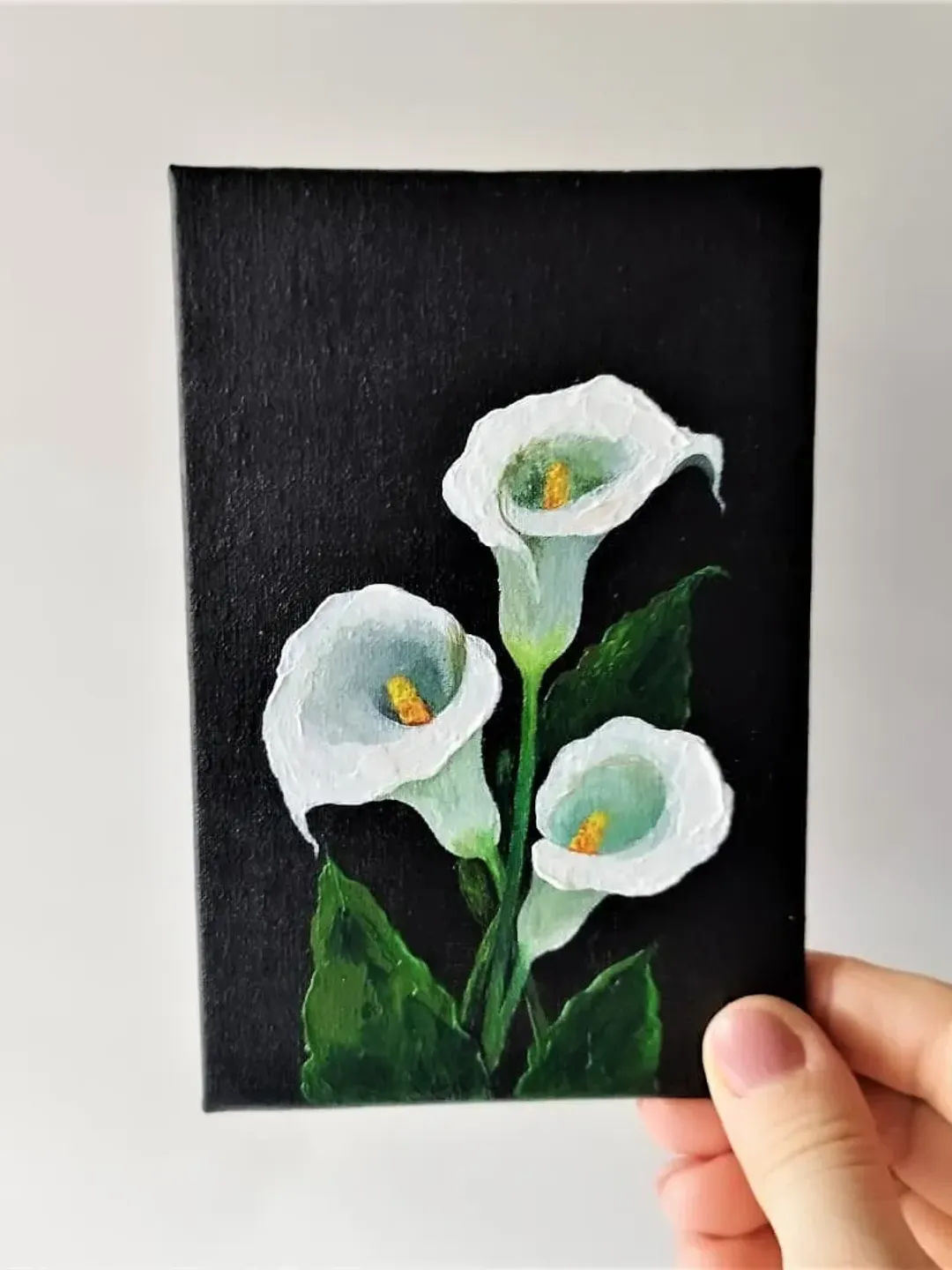 White calla lily painting impasto flower small wall decor