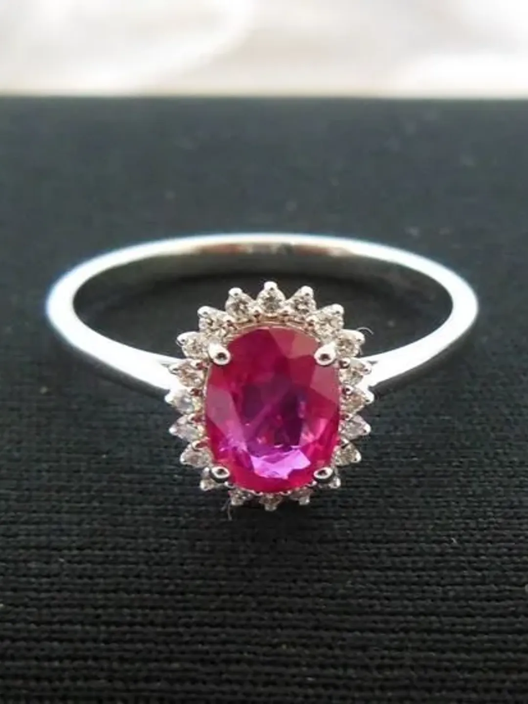 Natural Ruby Ring -- Oval 5X7MM Ruby Ring In Solid 14K White Gold, Anniversary's Gift, July Birthstone Ring