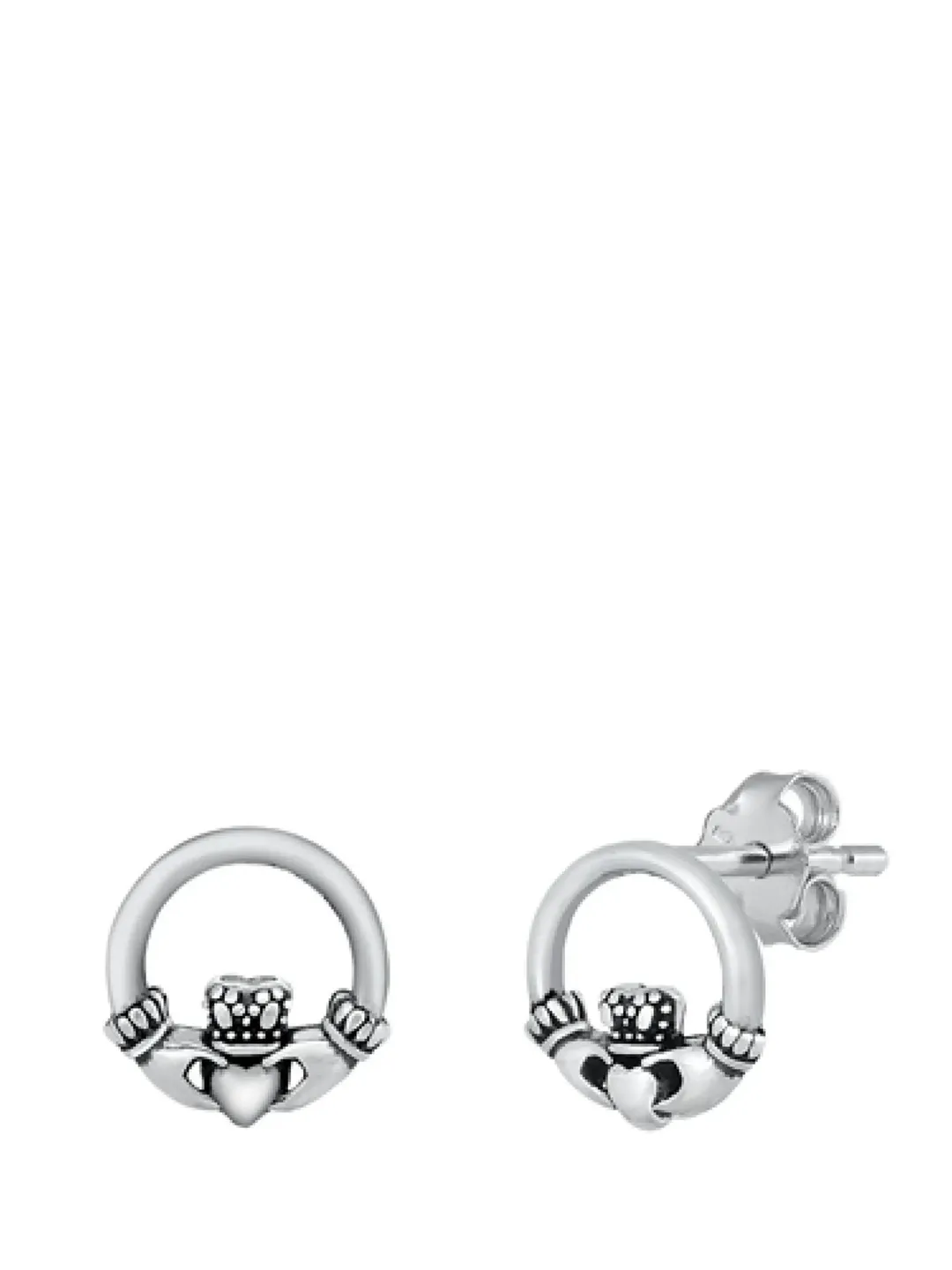 Claddagh Earrings, solid 925, Sterling Silver hoop Loop earrings, Wreath Claddagh Hoop Earrings, Hoop earrings for women, lrish earrings