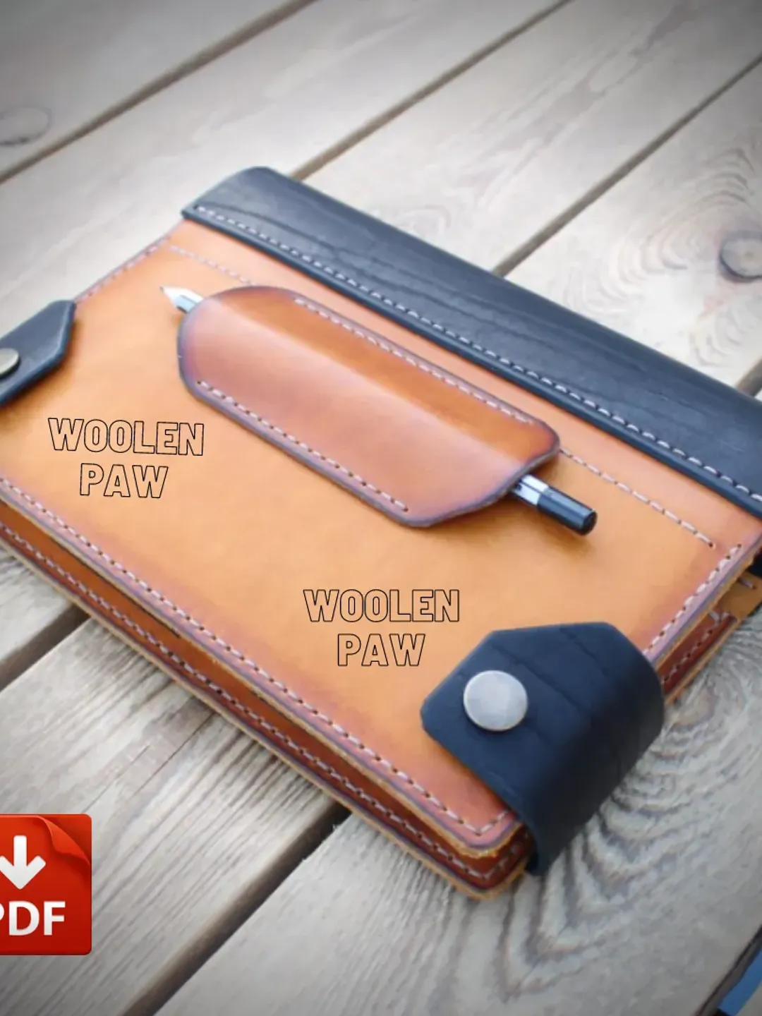 Leather Book cover - PDF pattern + two size. B3