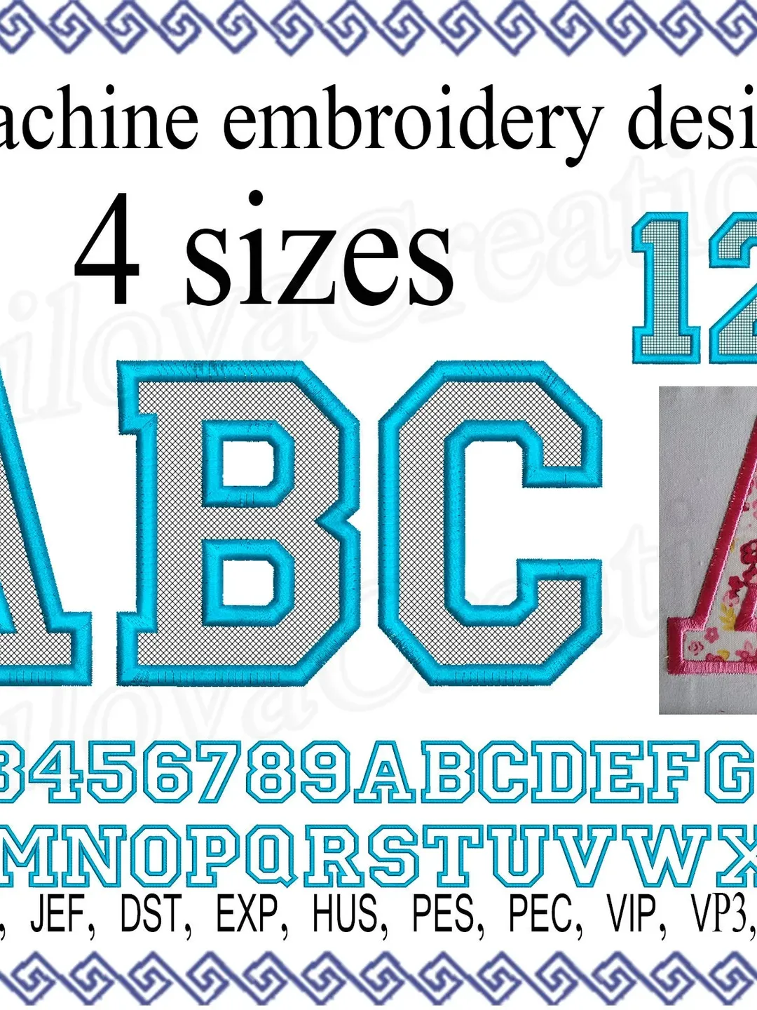 Applique Letters and Numbers embroidery design Font Embroidery files Set  A-Z 0-9 Birthday Machine embroidery designs Font Instant Download, image size:1080x1440