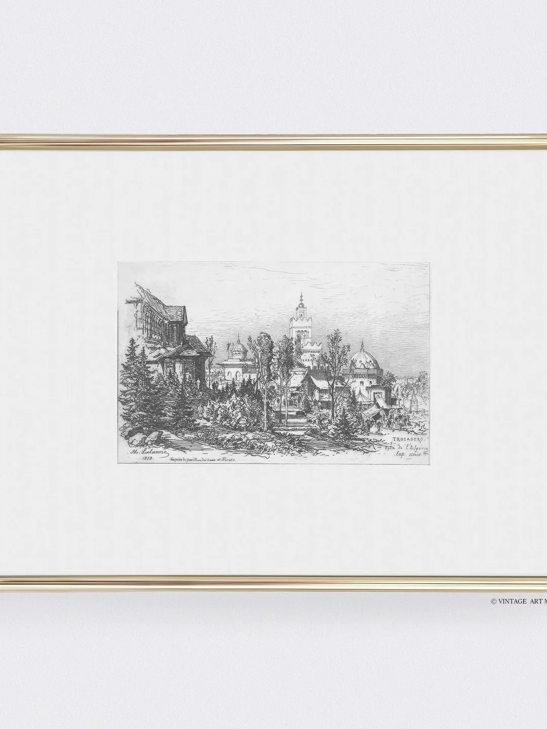 Cityscape Sketch Drawing of Paris Vintage Print, Antique Palace in France Printable Wall Art, Downloadavle | 141