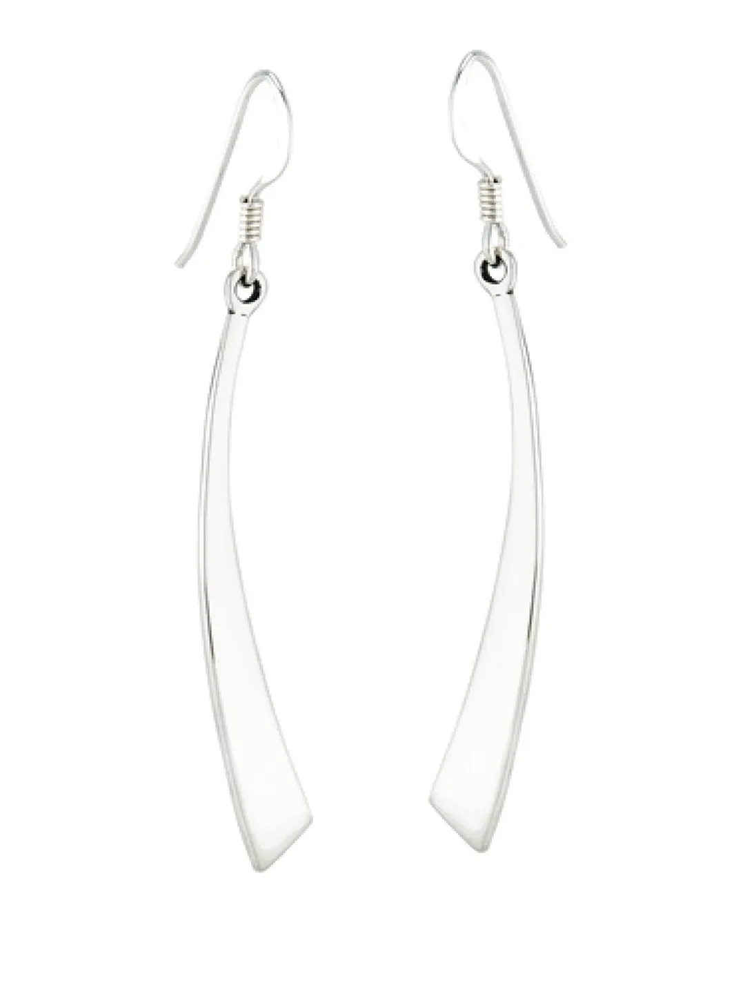Sterling Silver Modern High Polish Curved Dangle Earrings, Simple Silver Earrings, Dangling Earrings