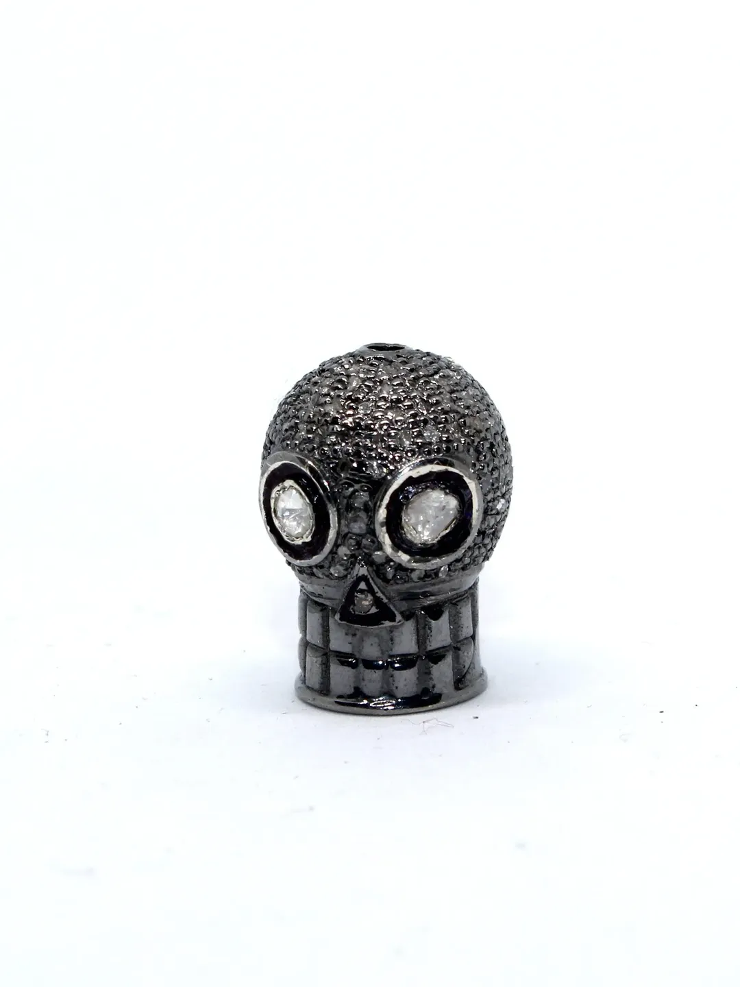 Pave Polki Diamond Skull Bead, Pave Beads, 14X18MM Size Beads, 925 Sterling Silver Beads, Victorian Beads, Jewelry Beads, Polki Beads