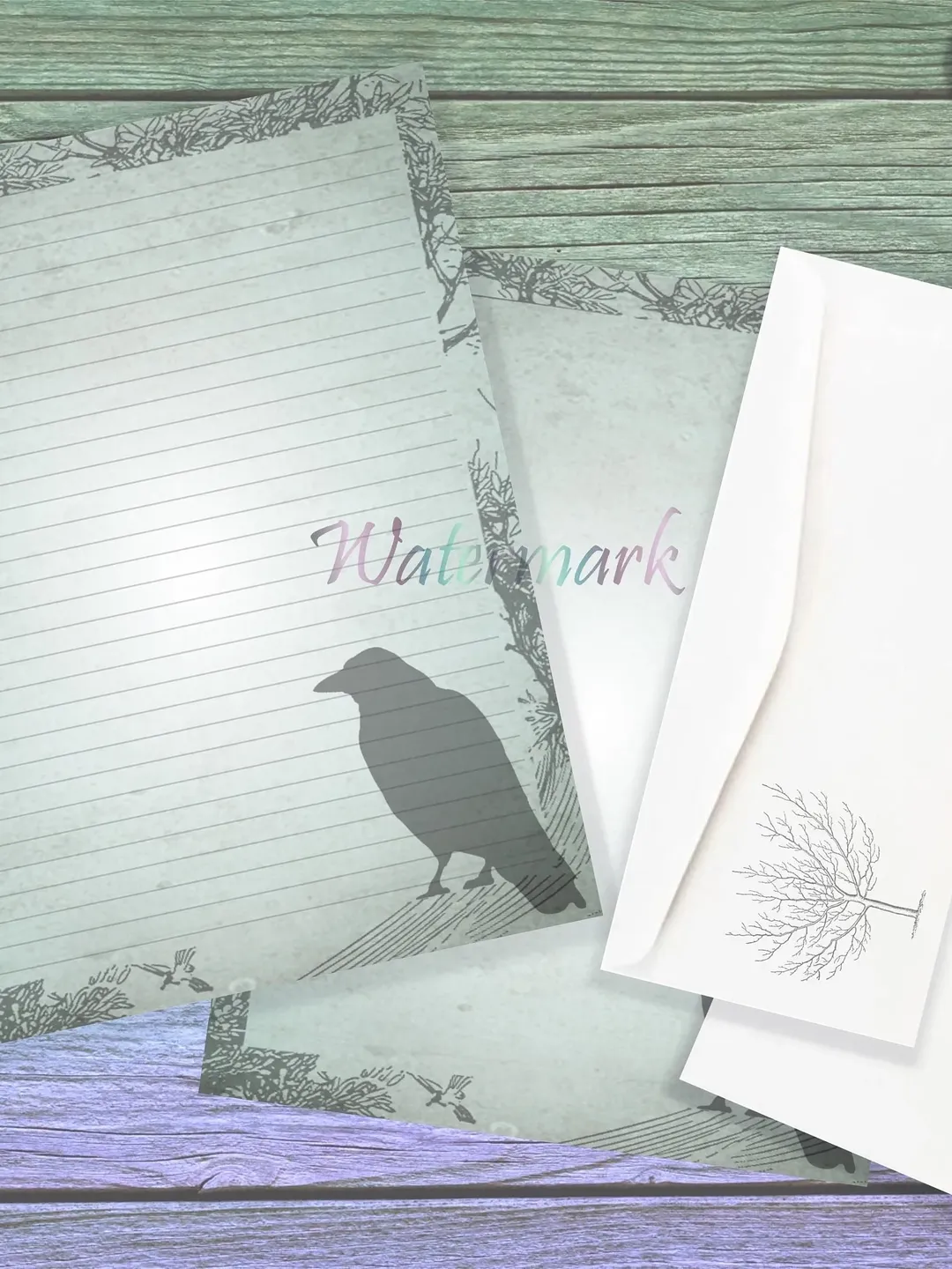 Raven Stationery Set | Crow Writing Paper | Raven Letter Pages | Raven Envelope | Crow Envelope | Letter Paper Set | Raven Spirit Animal