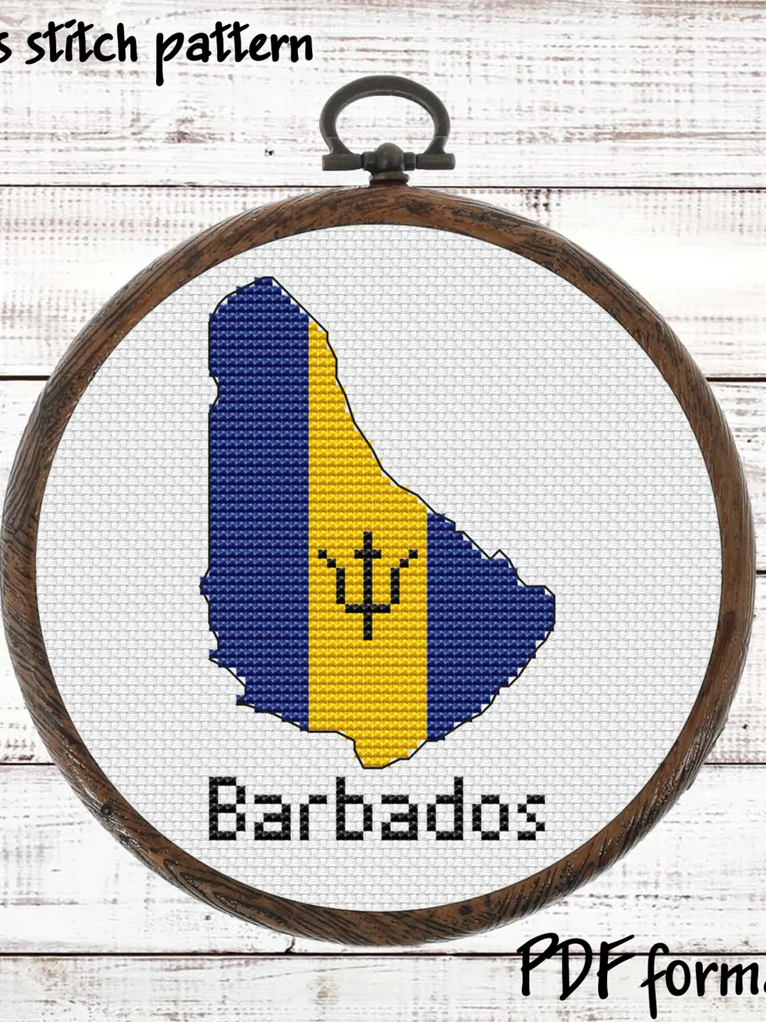 Barbados Map Cross Stitch pattern modern, Barbados Flag Xstitch chart, Easy Cross Stitch Pattern
