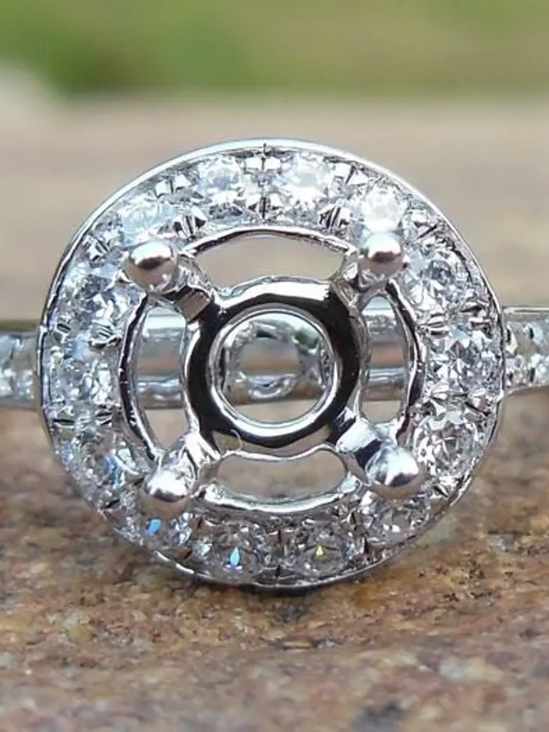 Solid 14K White Gold 5MM Round Fashion Semi Mount Ring / Diamond Engagement Ring