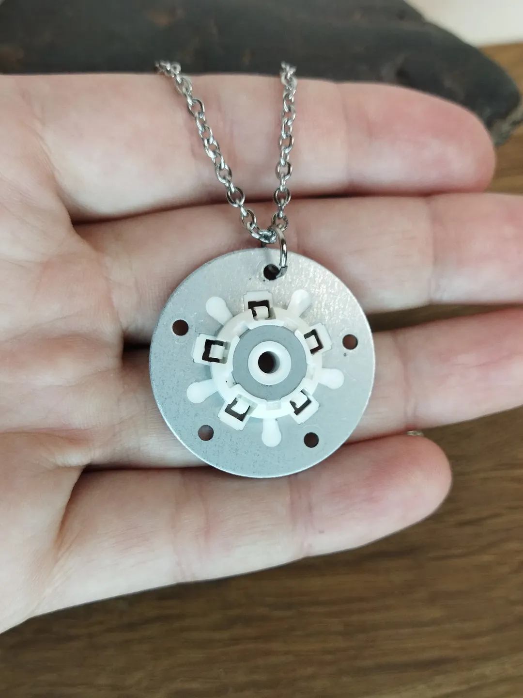 Sci-fi necklace unisex Cyberpunk necklace silver tone Geek gift Futuristic necklace men Contemporary necklace recycled