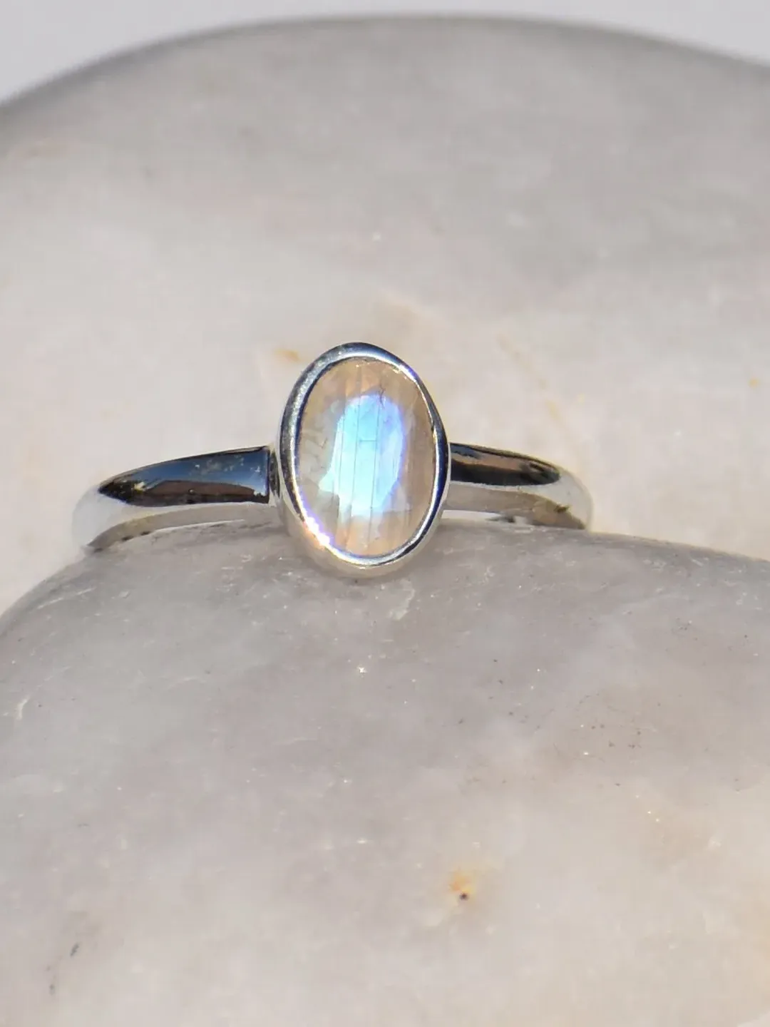 Moonstone Ring, Sterling Silver Ring, Oval Gemstone, Charm Ring, Solitaire Ring, Statement Ring, Precious Ring, Wedding Ring, Ring For Women