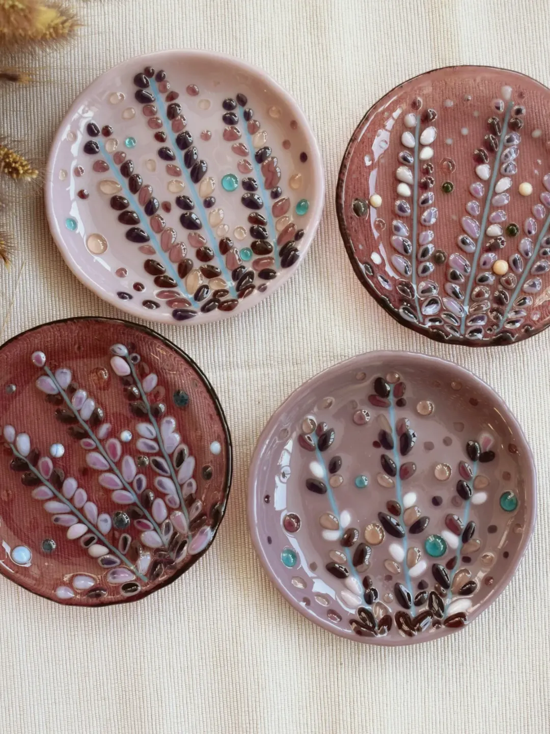 Lavender glass small plate - Decorative plate handmade design -Fused glass plate