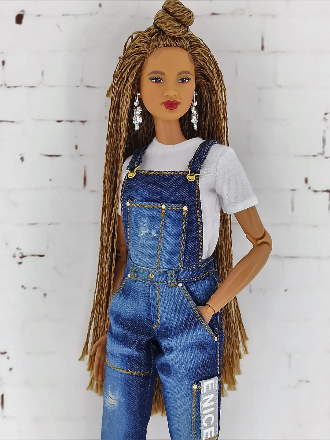 Dark Blue Denim Overalls for Barbie Doll and other dolls of a similar format (Fashion Royalty, Poppy Parker and others)