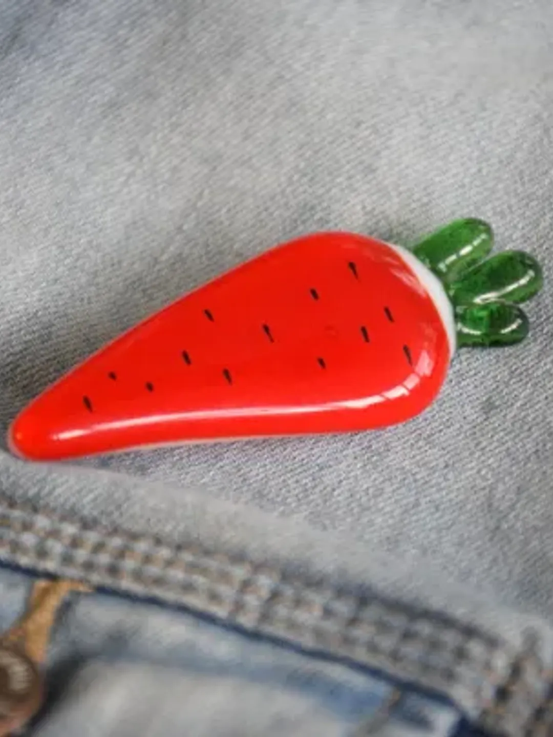 Art glass brooch carrot pin - Fused glass brooch glass jewelry - Handmade carrot