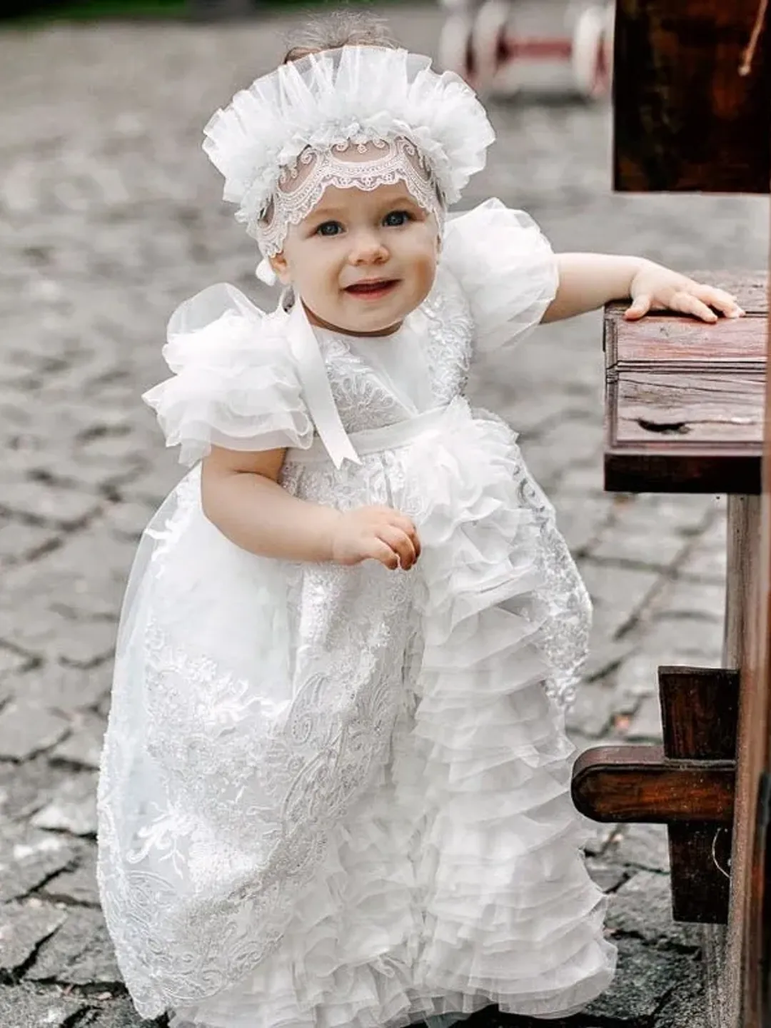 Baptism outfit for baby girl. Ivory clothing set with pearls,feathers and lace.Dress,headband, shoes ,blanket,wallet,decorations for candles