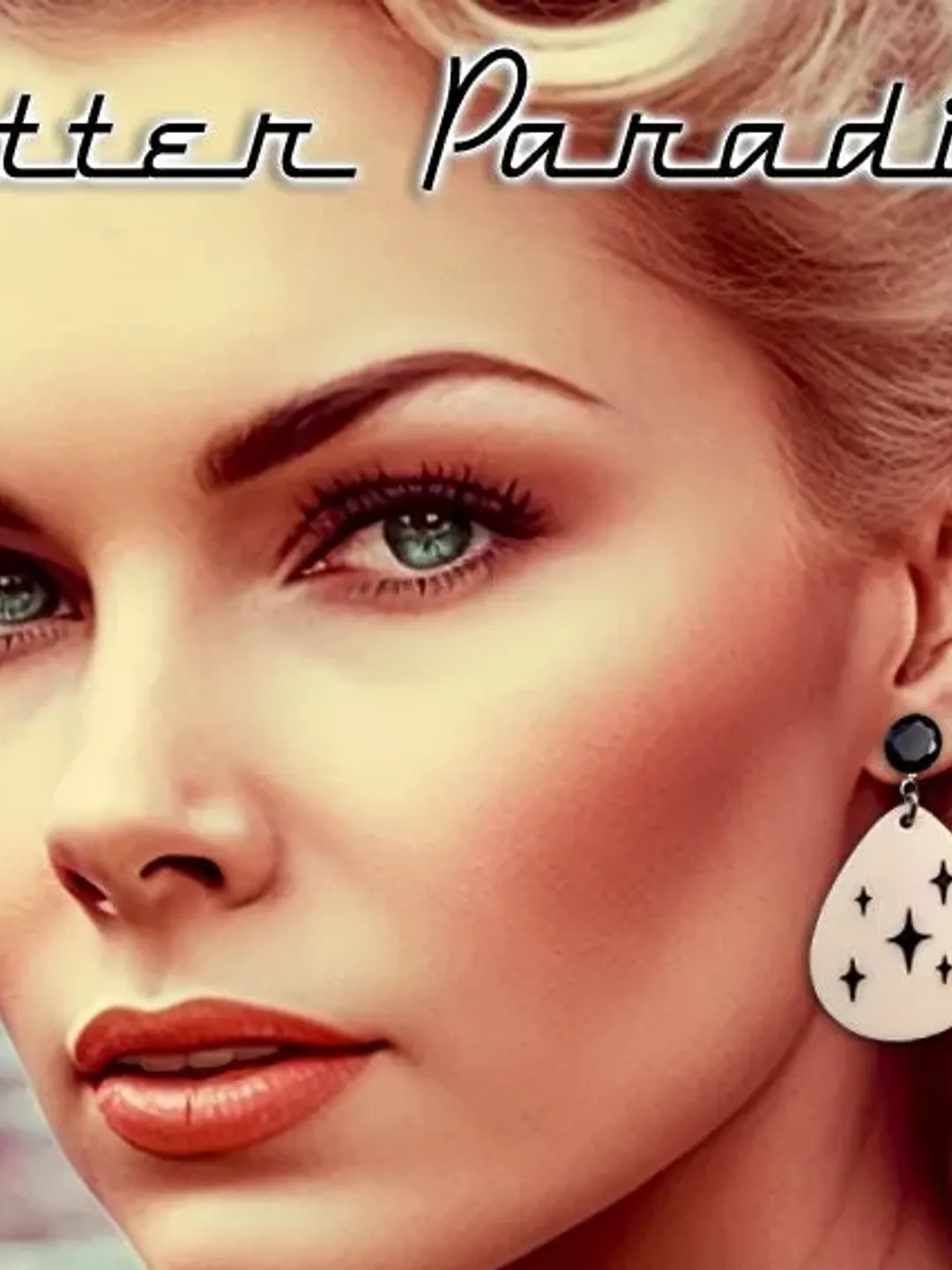 Atomic Drop White & Black - Earrings - Mid-Century Modern - Starlite Motel - 50s Retro Hoops Earrings - Vintage Inspired - Glitter Paradise®