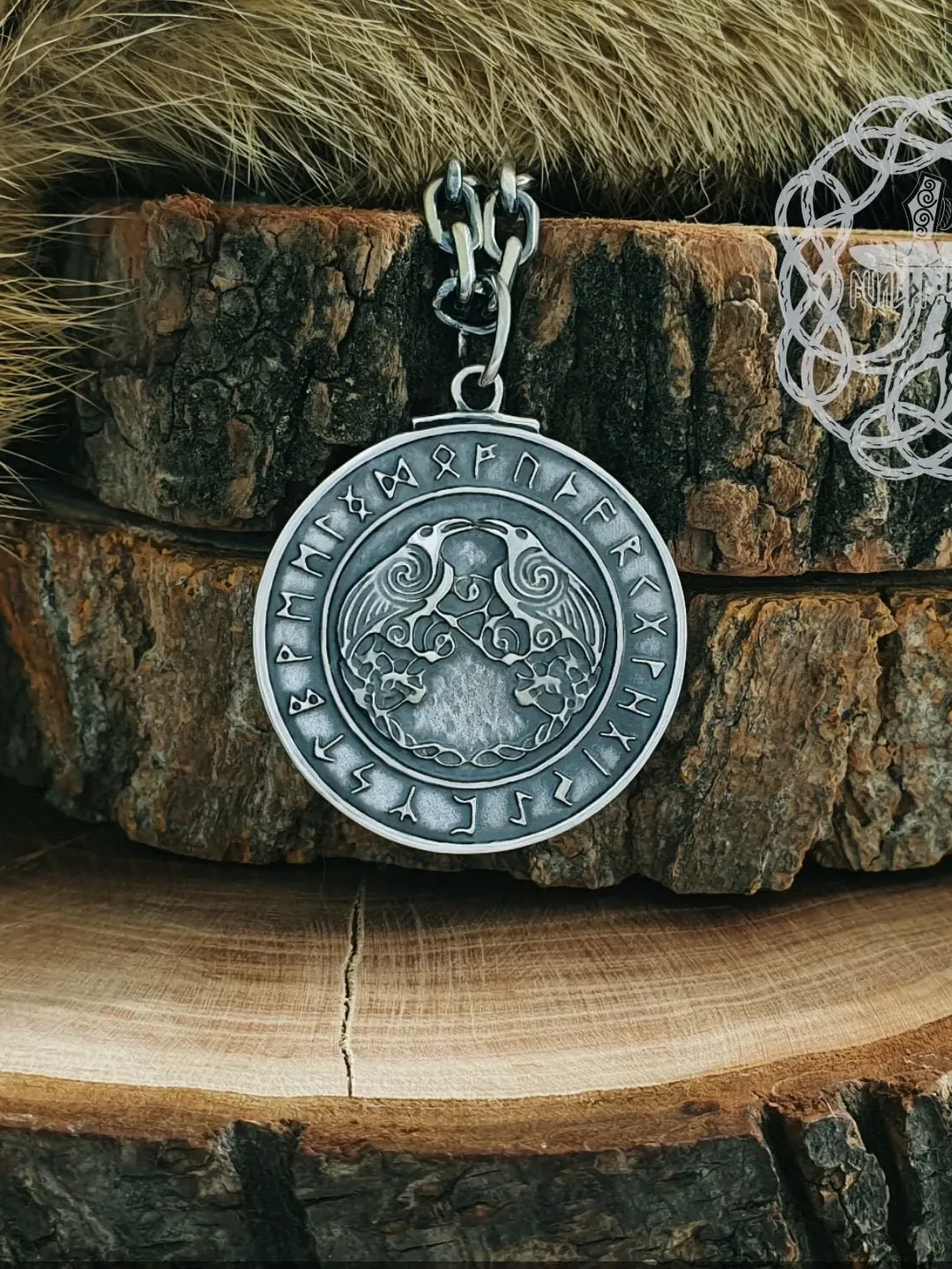 Viking Ravens Pendant, Sterling Silver Raven Pendant, Viking Necklace, Huginn and Muninn, Raven Necklace, Viking Jewelry