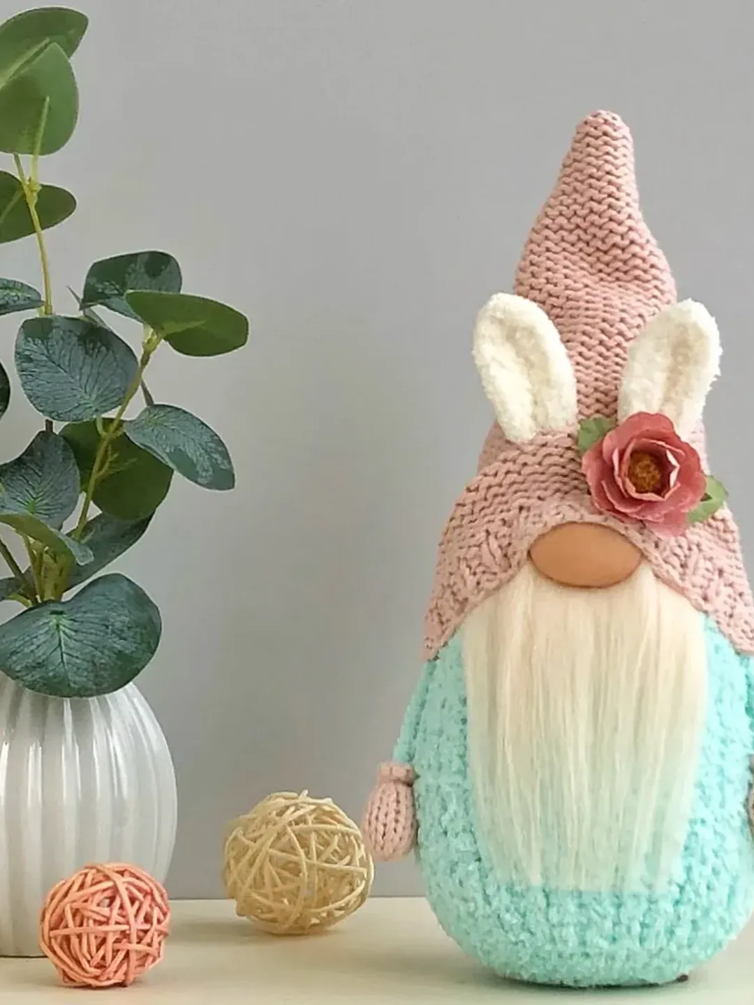 Spring Easer gnome, Easter decoration, Plush gnome