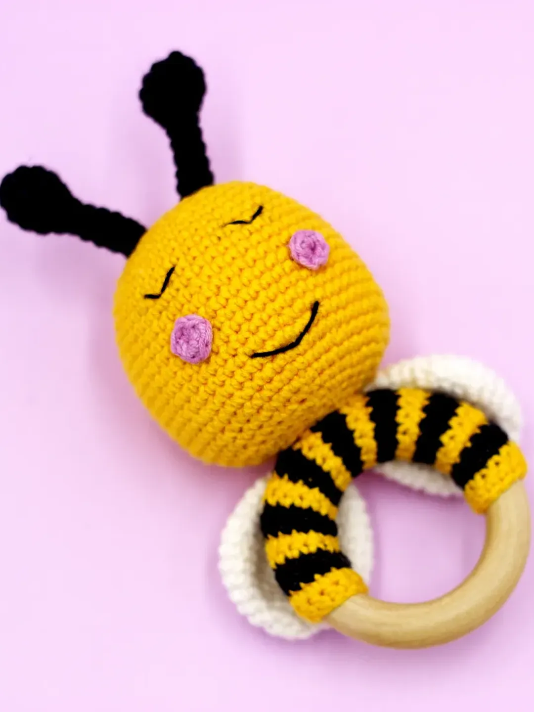 Baby rattle honey bee, bee teething toy, bumble bee sensory toy, bumble ...