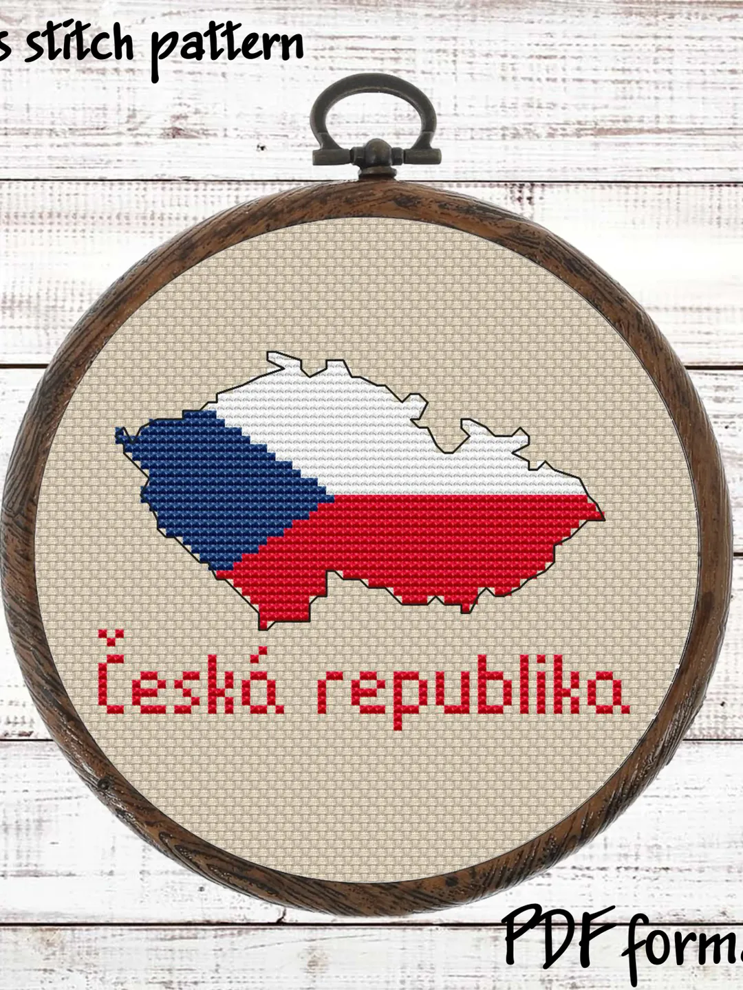 Czech republic Map Cross Stitch pattern modern, Czechia Flag Xstitch chart, Easy Cross Stitch Pattern