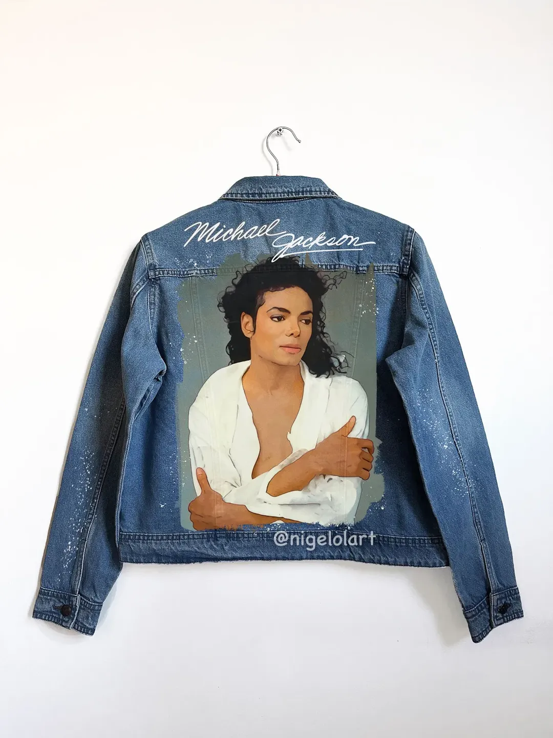 Selena Quintanilla Jean jacket, Pop art jacket, painted denim
