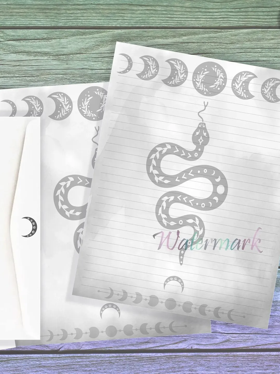 Mystic Moon Snake | Moon Writing Paper | Moon Stationery | Snake Witch Paper | Moon Phases Page | Spell Paper | Grimoire Paper | Letter Page