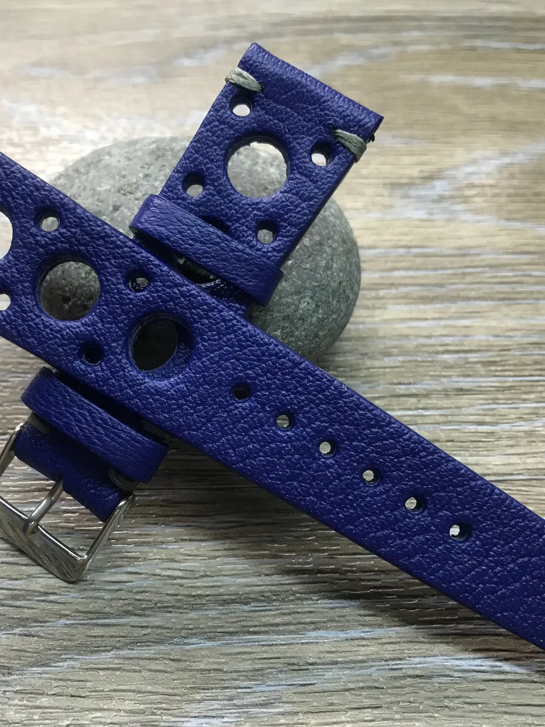 Leather watch band, Rally Watch band, Leather watch strap, blue watch band, Racing watch band, watch strap, 20mm lug, FREE SHIPPING