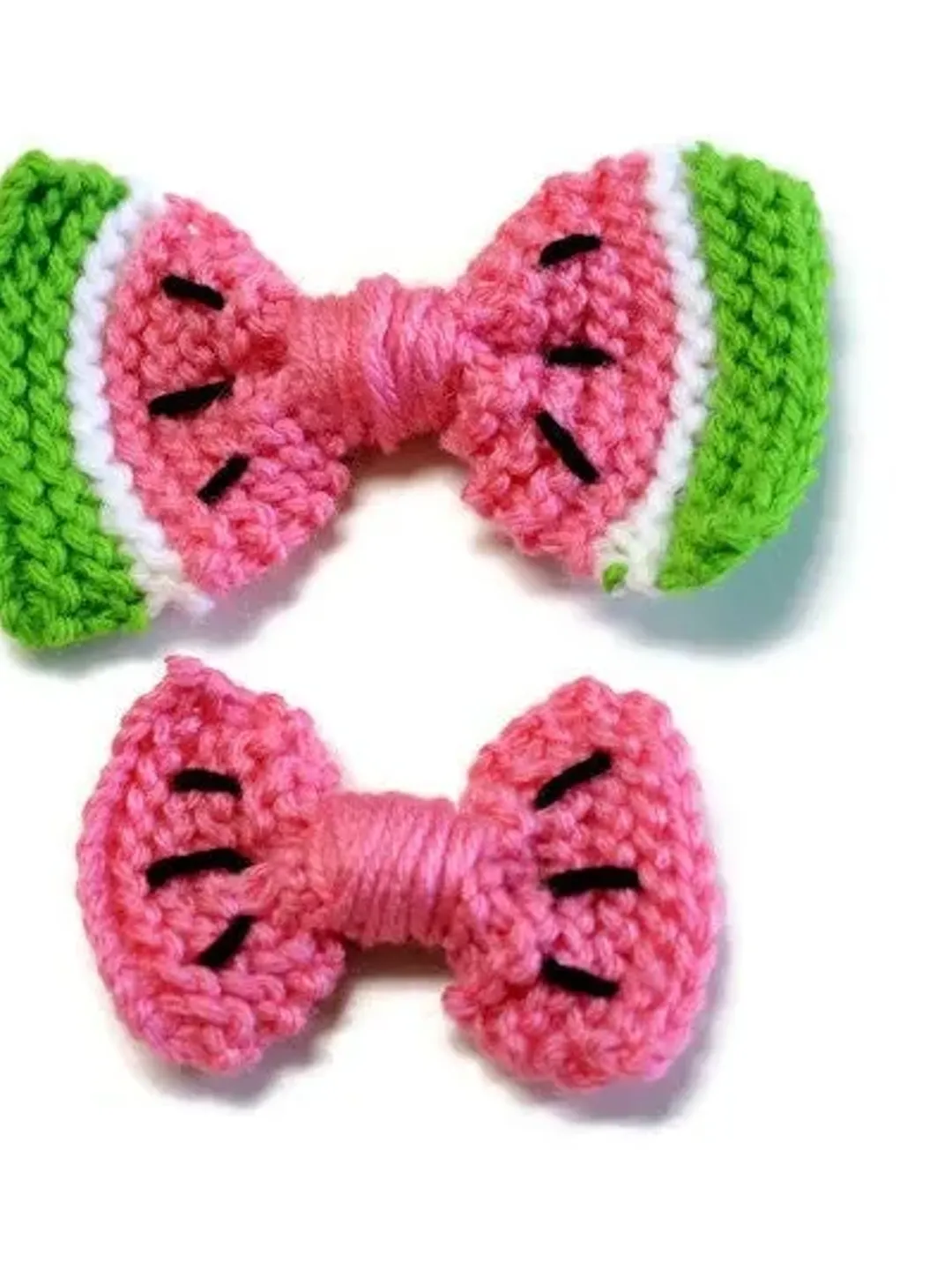Yarn Watermelon Bow Set, Fruit Hair Clip, Bows on Nylon Headband or Clip, Hair Bows for Girls, Pink Piggies Hair Clips, Large Big Hair Bows