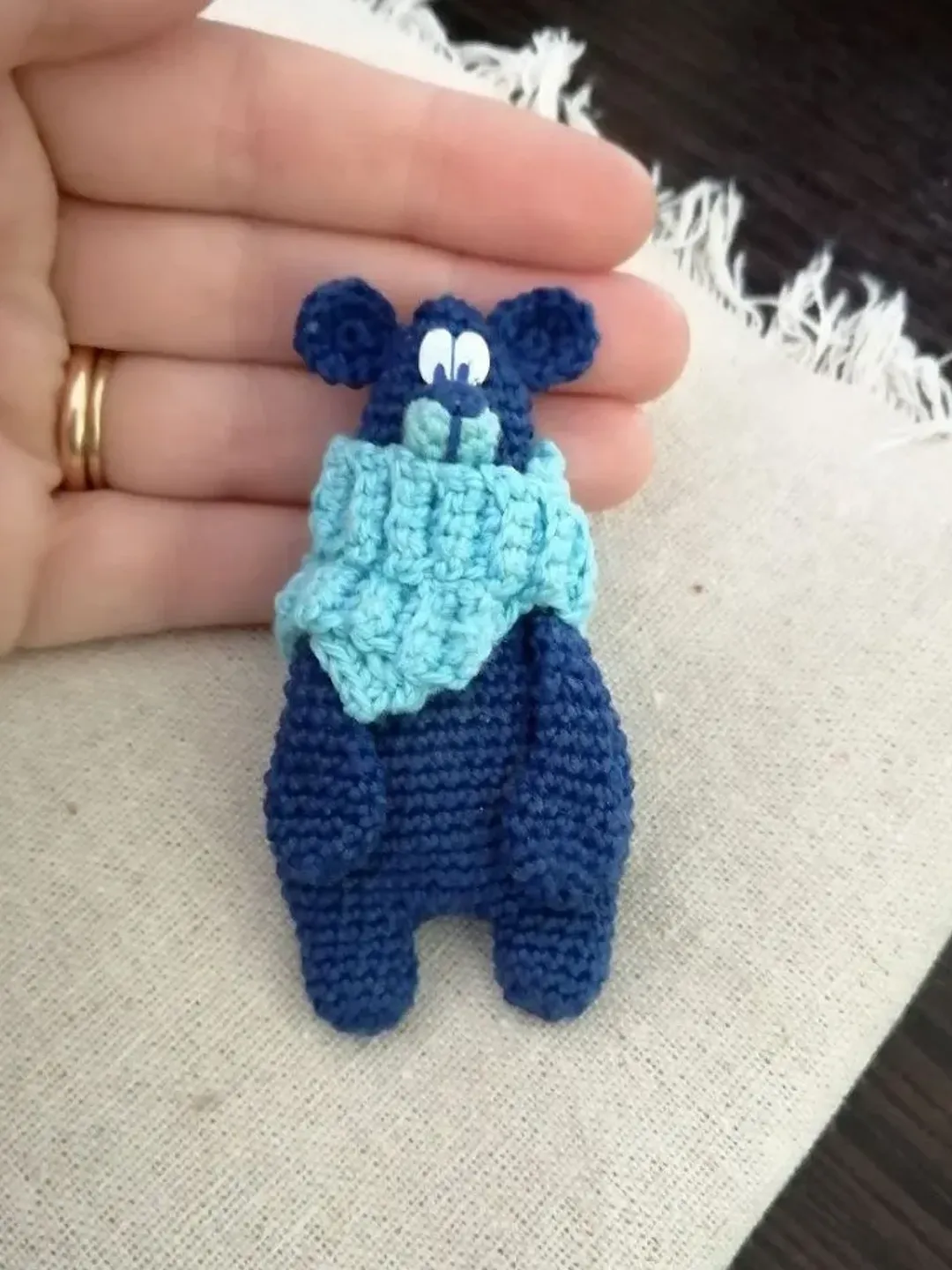 Bear brooch Blue brooch Animal brooch Teddy bear brooch Funny accessory Kids jewelry Handmade brooch Miniature animals