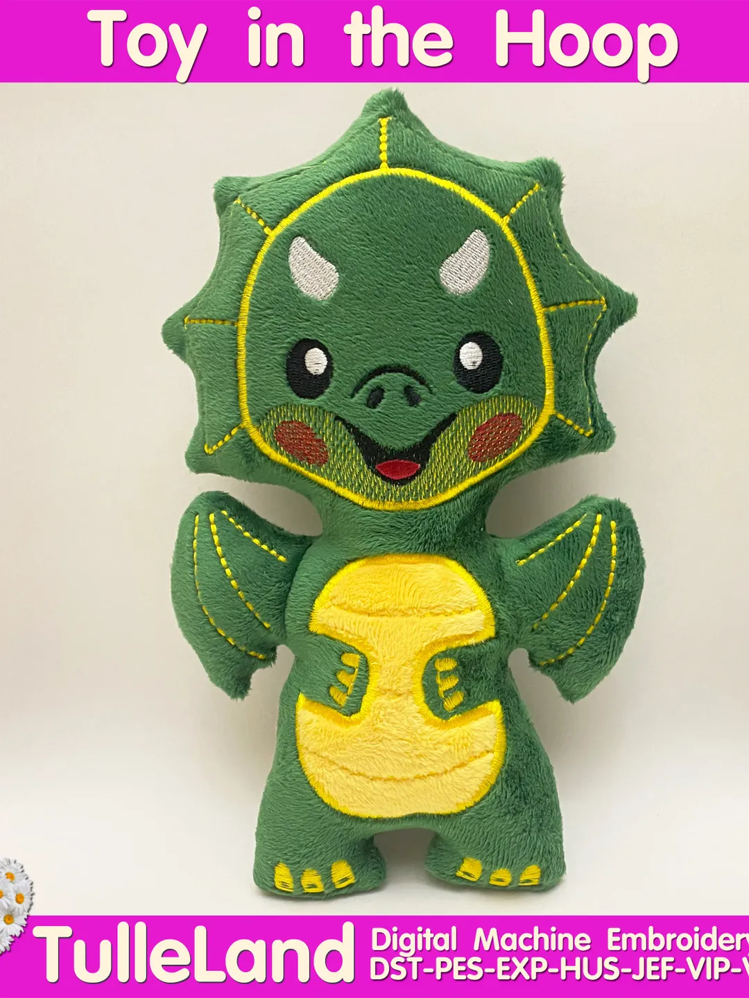 Dragon Stuffed Toy In The Hoop  ITH Pattern plush Toy digital design for  Machine Embroidery