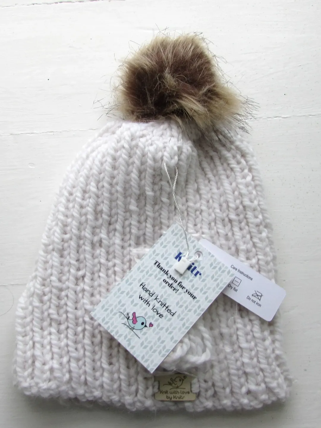 Super chunky rib beanie, off white alpaca and wool, M size