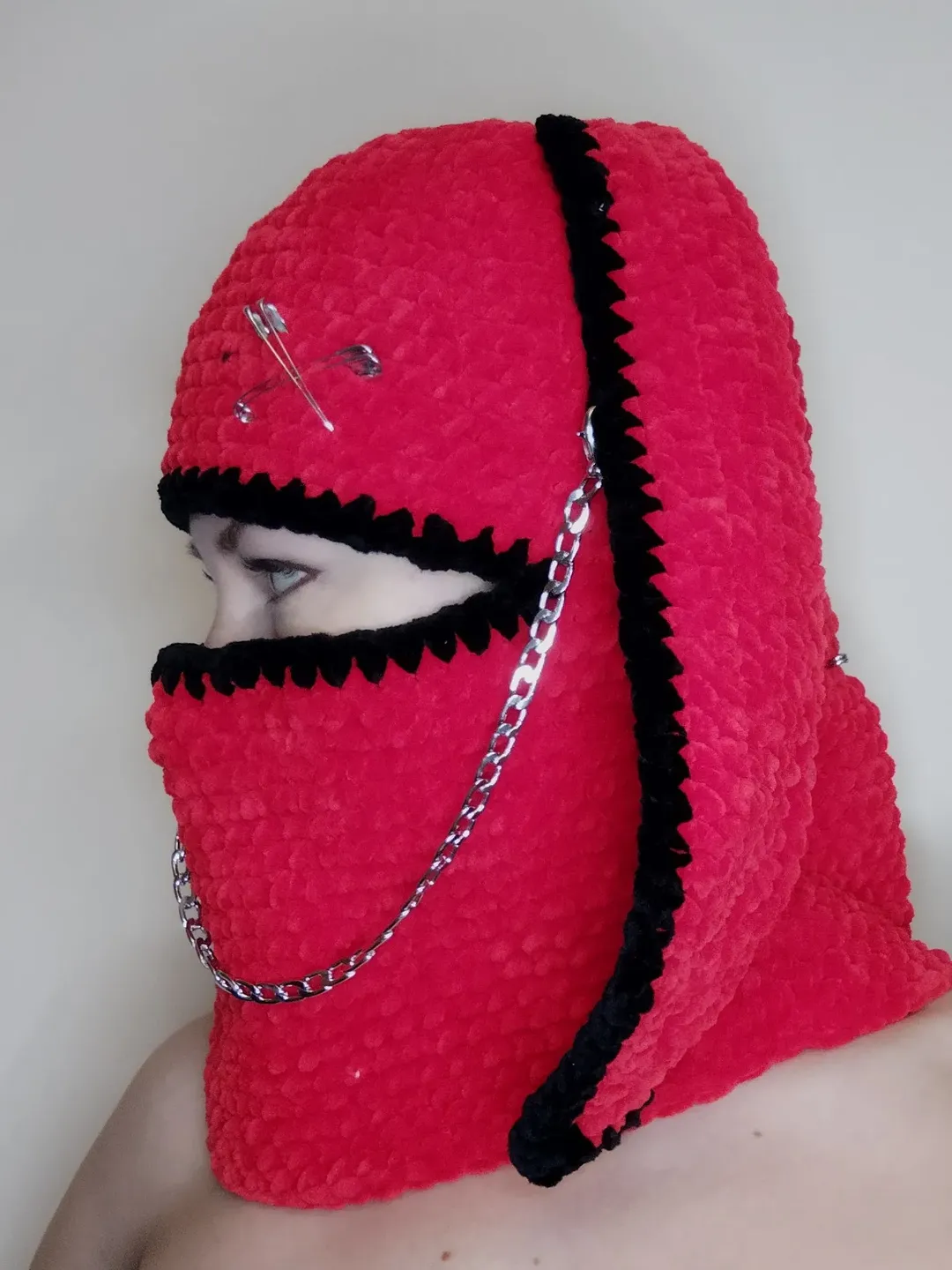 Red bunny balaclava with chain Sexy bunny kigurumi mask Rabbit
