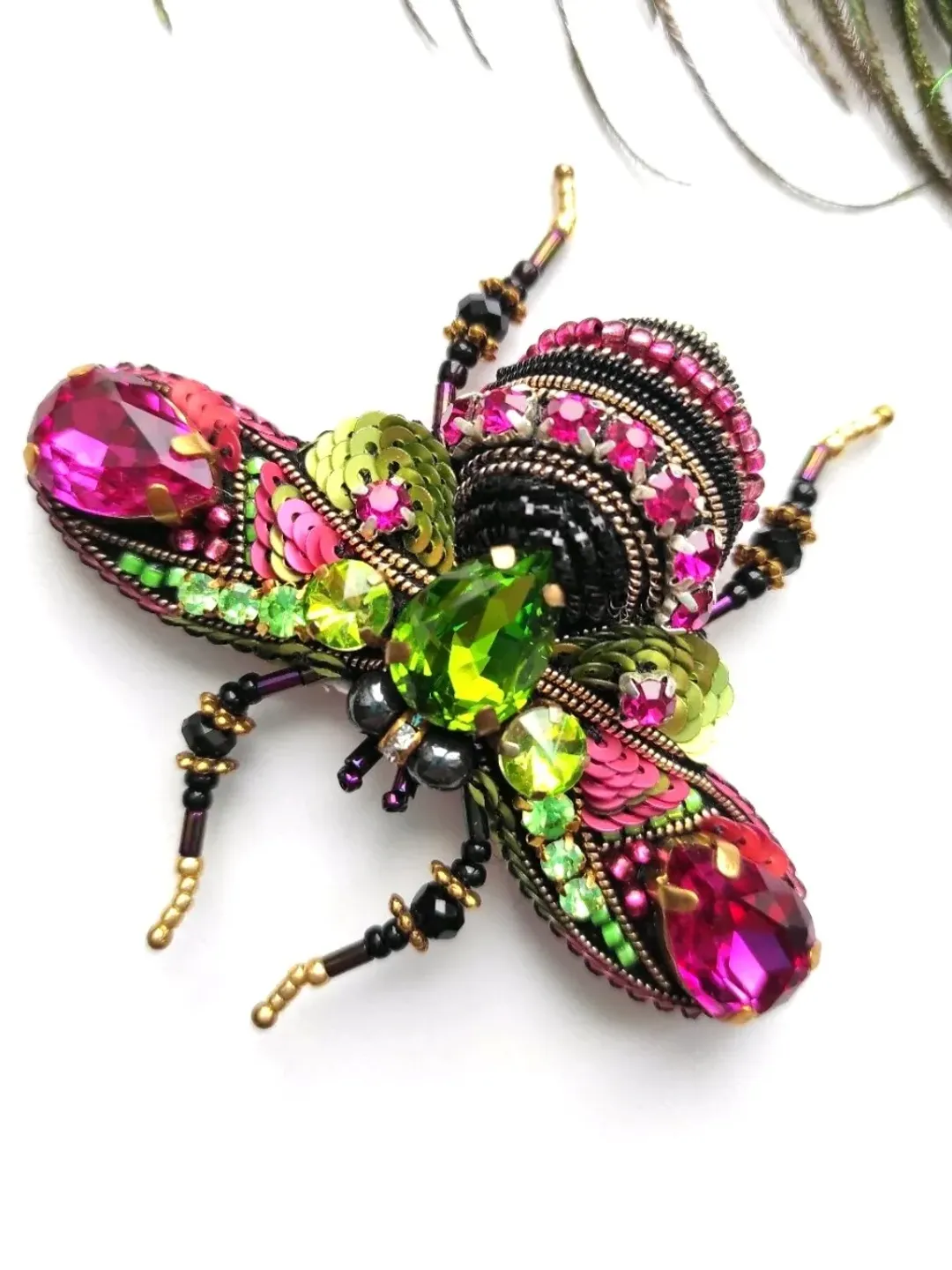 Beaded insect brooch, insect pin, mooth brooch, butterfly brooch, bug pin, bee brooch, bug brooch, insects, madam toto