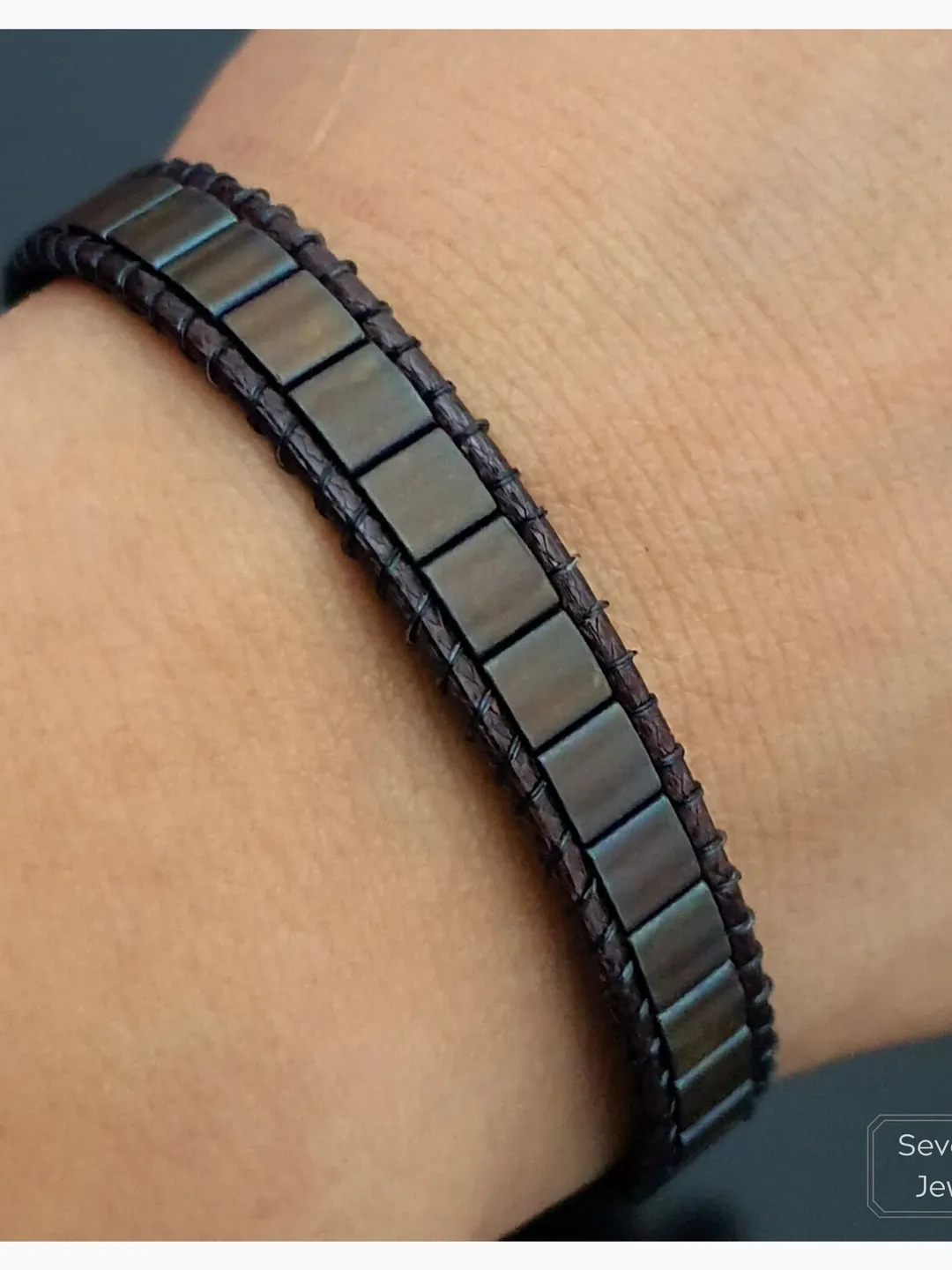 Brown Miyuki Slim Bracelet, Slim Wristlet, Gifts for Men, Women, Son, Daughter, Valentine's Gifts, Retirement Gifts, Chic Jewelery