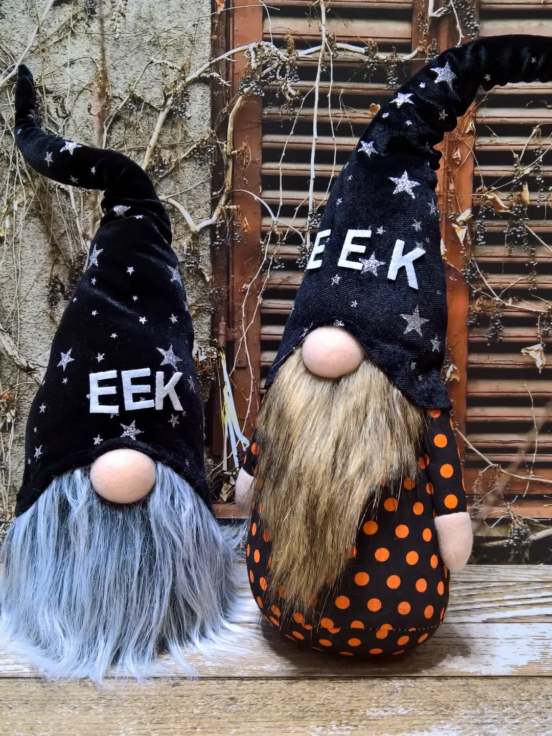 A pair of Halloween gnomes, Halloween decoration gnome, Halloween outdoor decor, Home decor, Halloween EEK gnome