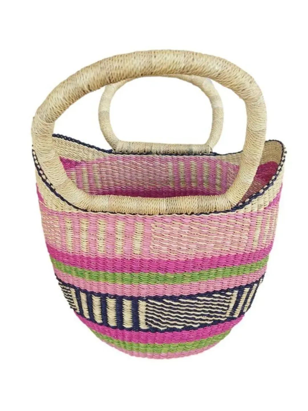African Bolga Woven Market Basket, Fruit Gathering Basket, Harvest Basket